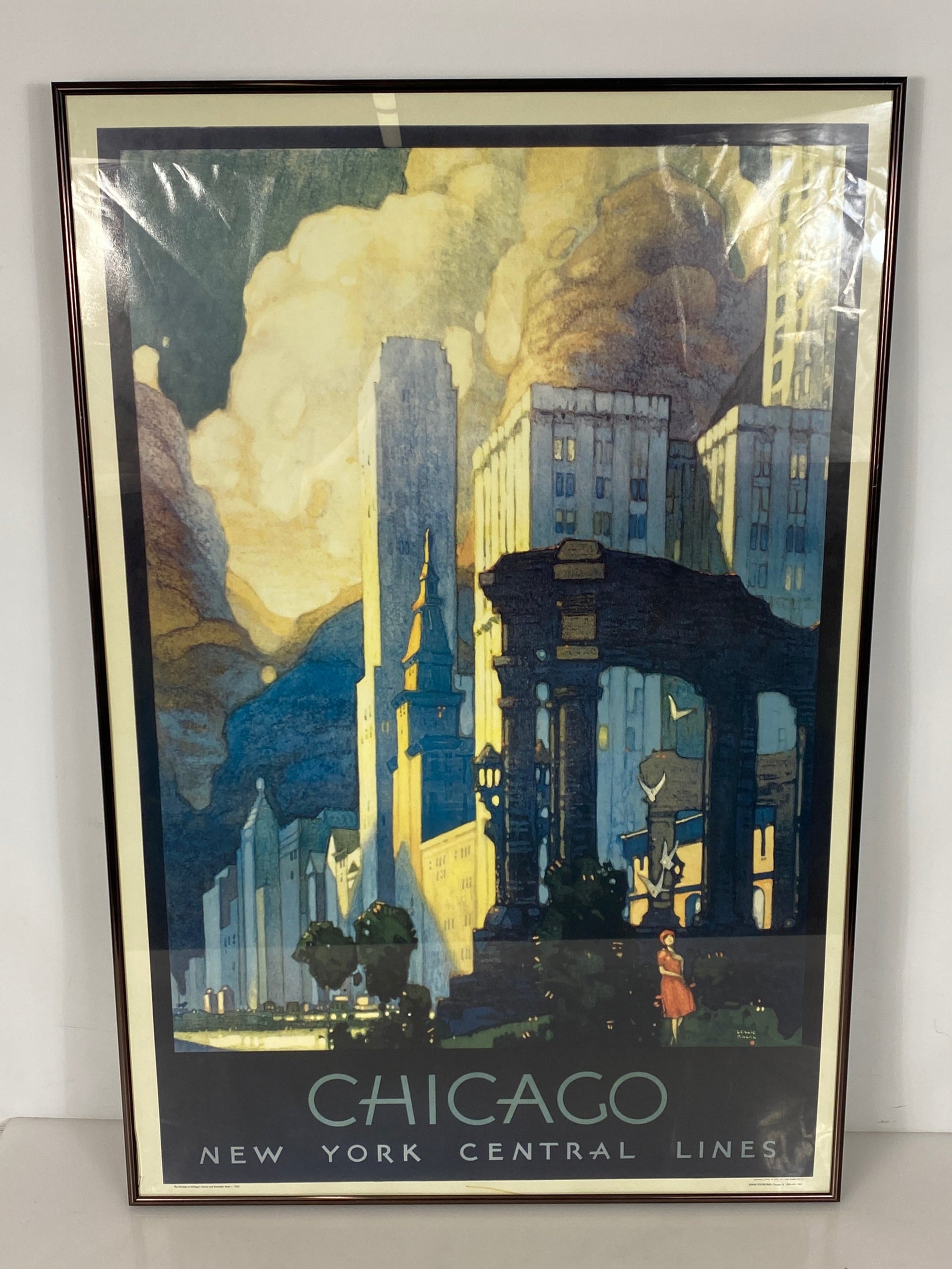 "Chicago - New York Central Lines" Painting in Nielsen Silver Frame