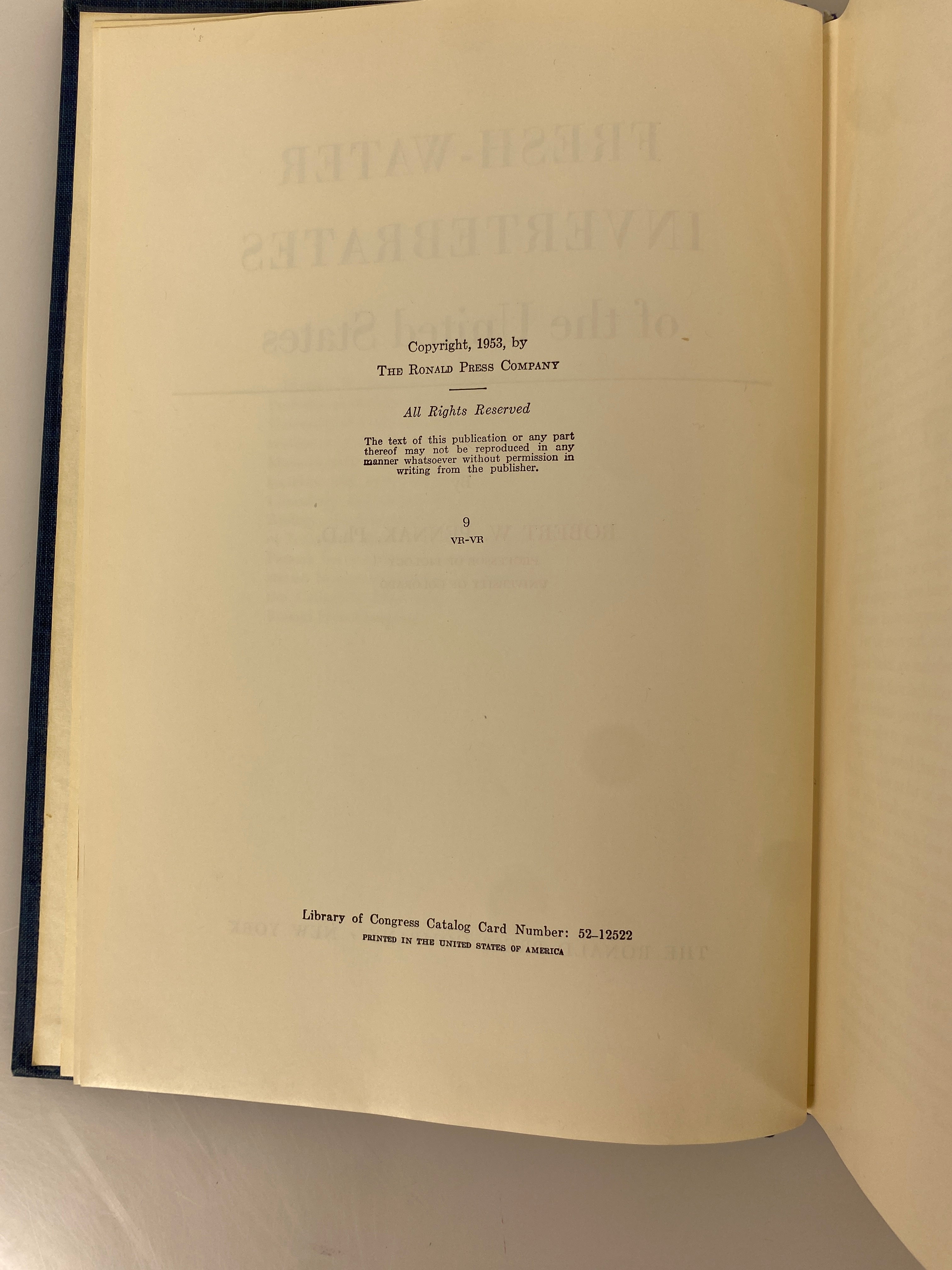 Fresh Water Invertebrates of the United States by Robert Pennak 1953 HC