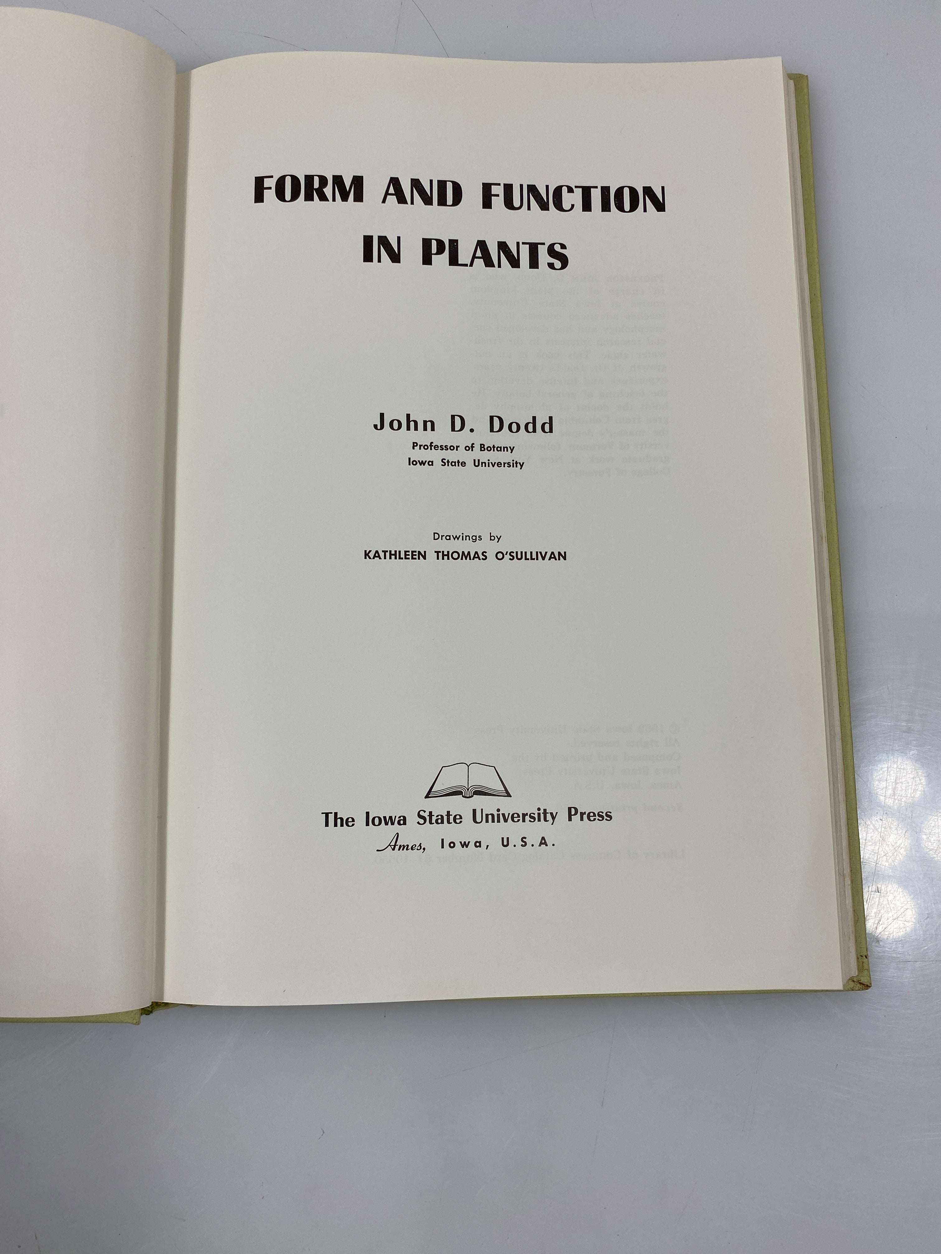 Form and Function in Plants by John D. Dodd 1962 HC