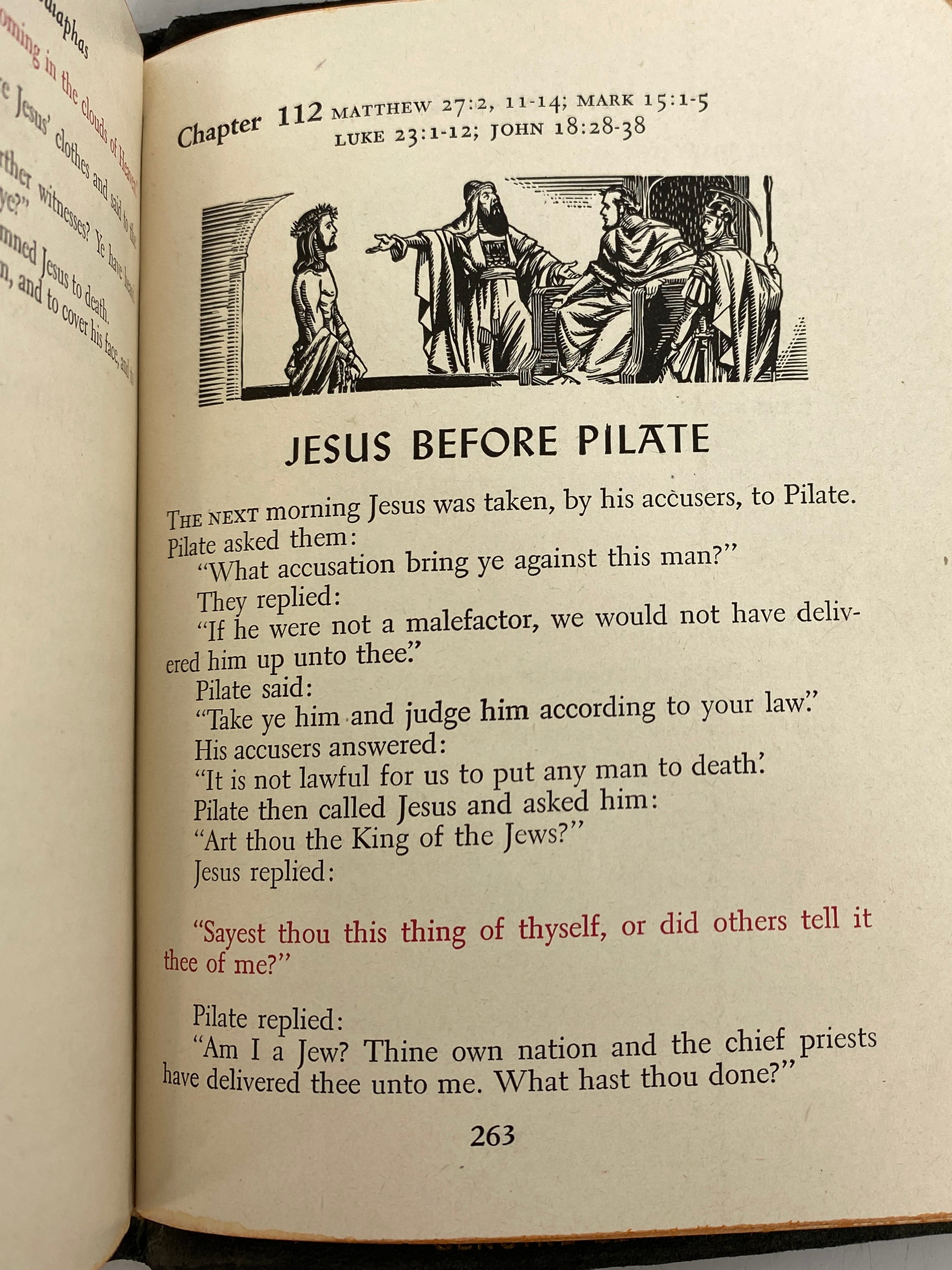 The Words of Jesus Arranged by Gilbert James Brett 1943 Leather