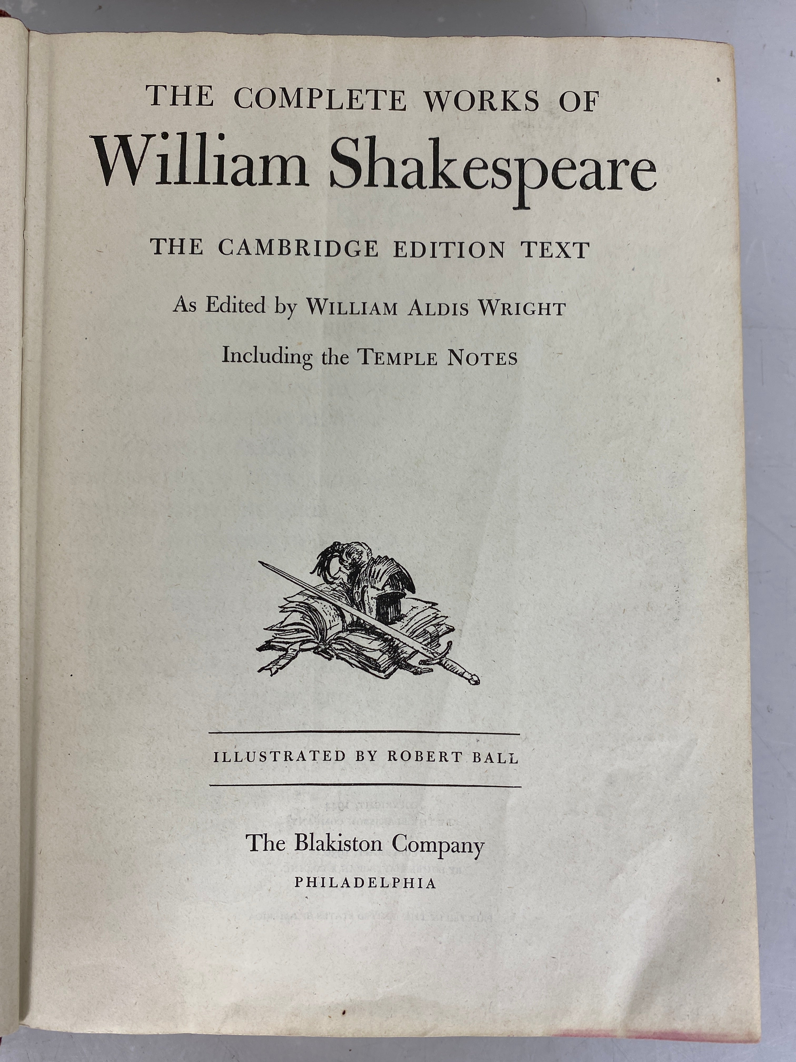 The Complete Works of William Shakespeare William Wright 1944 HC