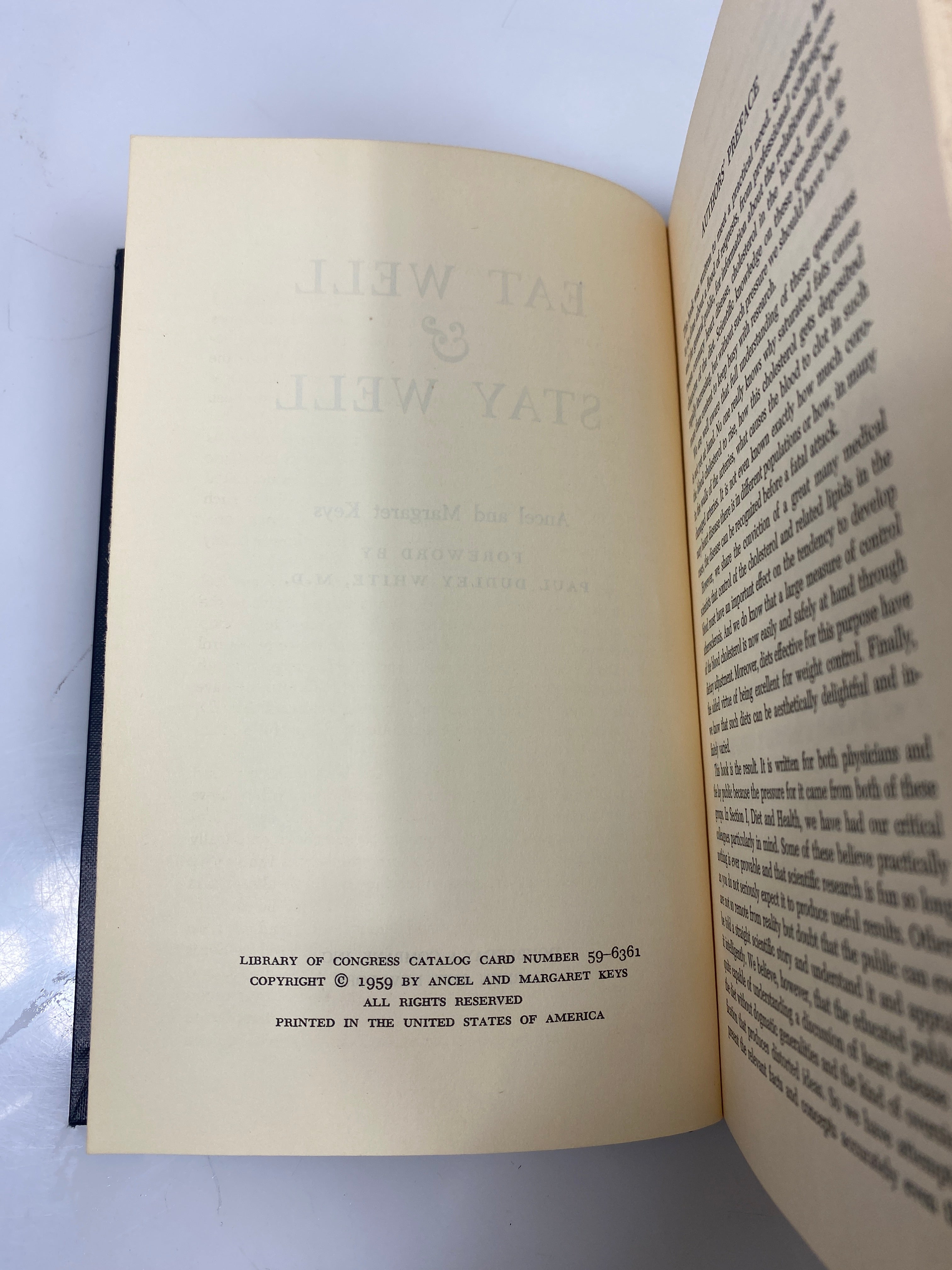 Eat Well & Stay Well by Ancel and Margaret Keys 1959 HC