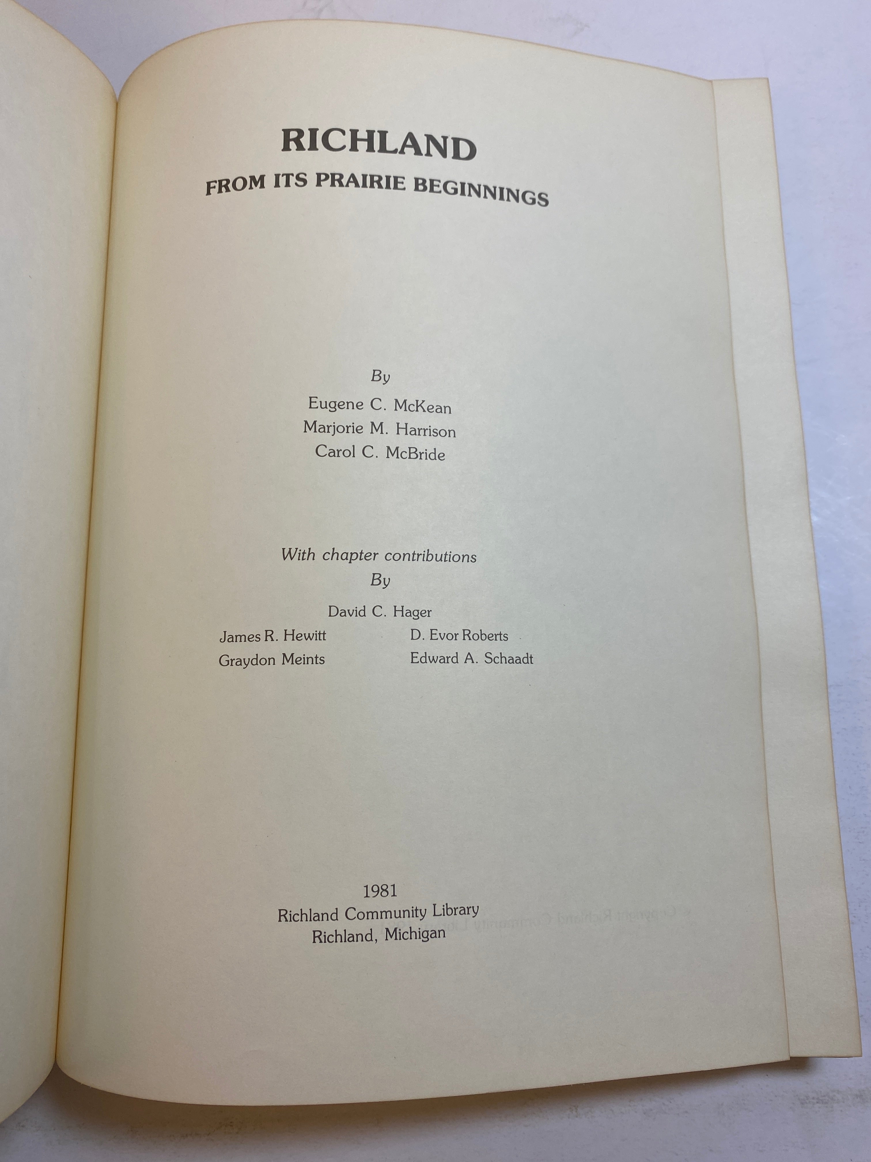 Richland, Michigan Prairie Beginnings HC 1981