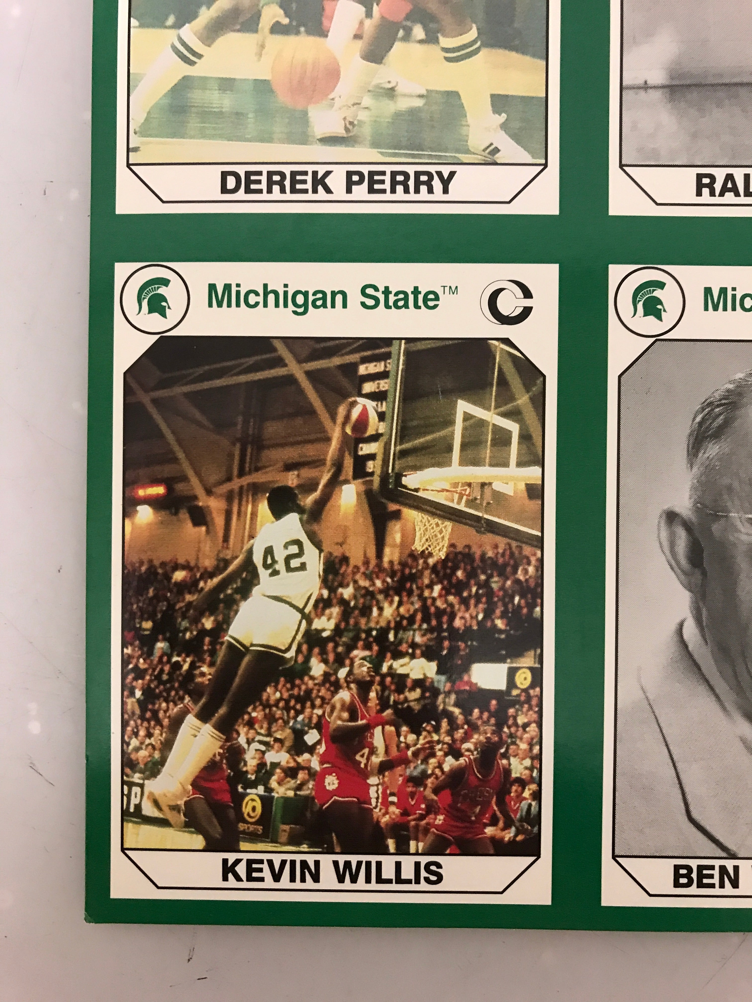 Uncut Sheet of 4 Trading Cards - 1990 Michigan State Collegiate Sports Collection