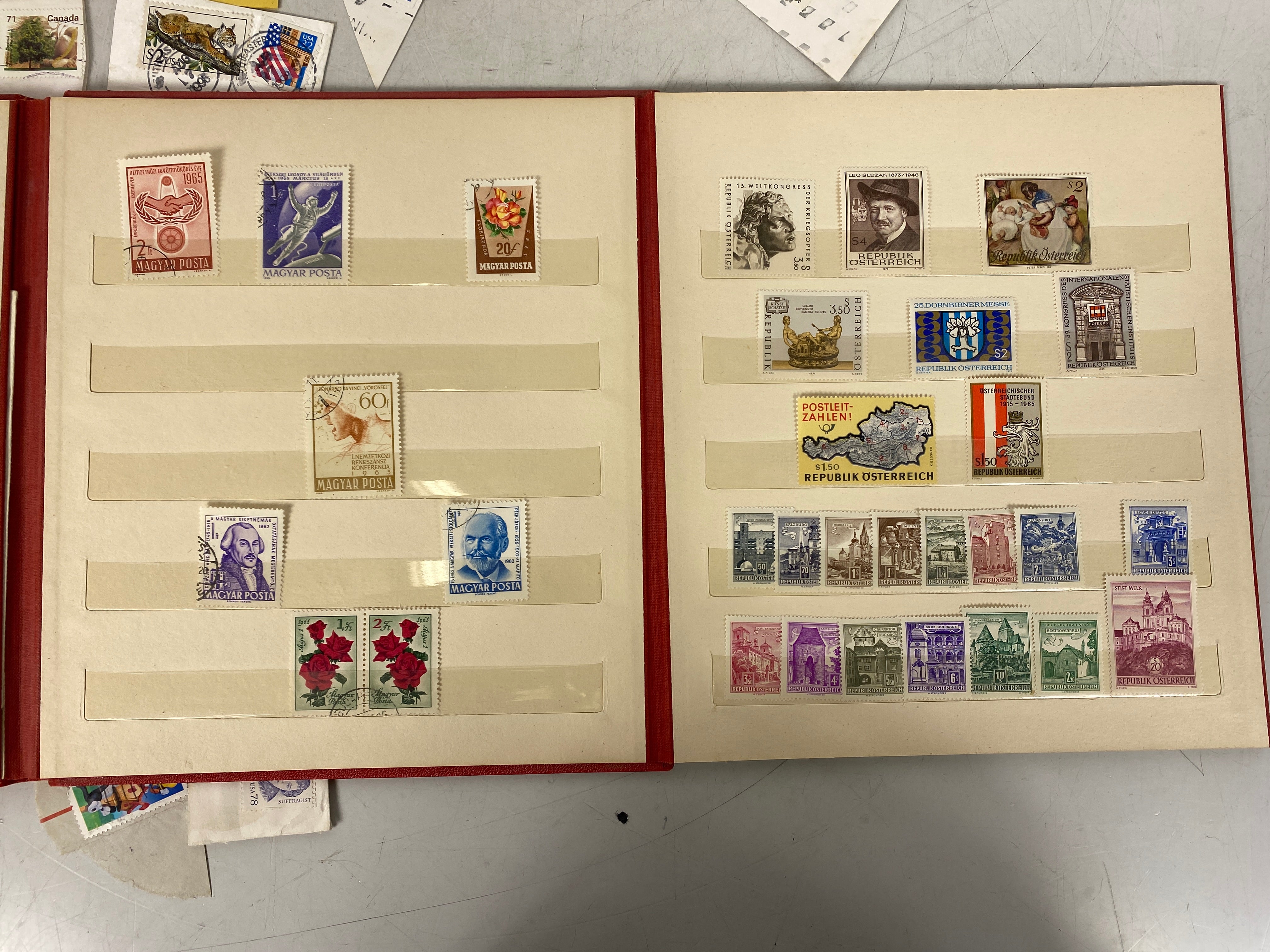 Lot of Stamp Collecting Albums with Stamps 1960s-1970s