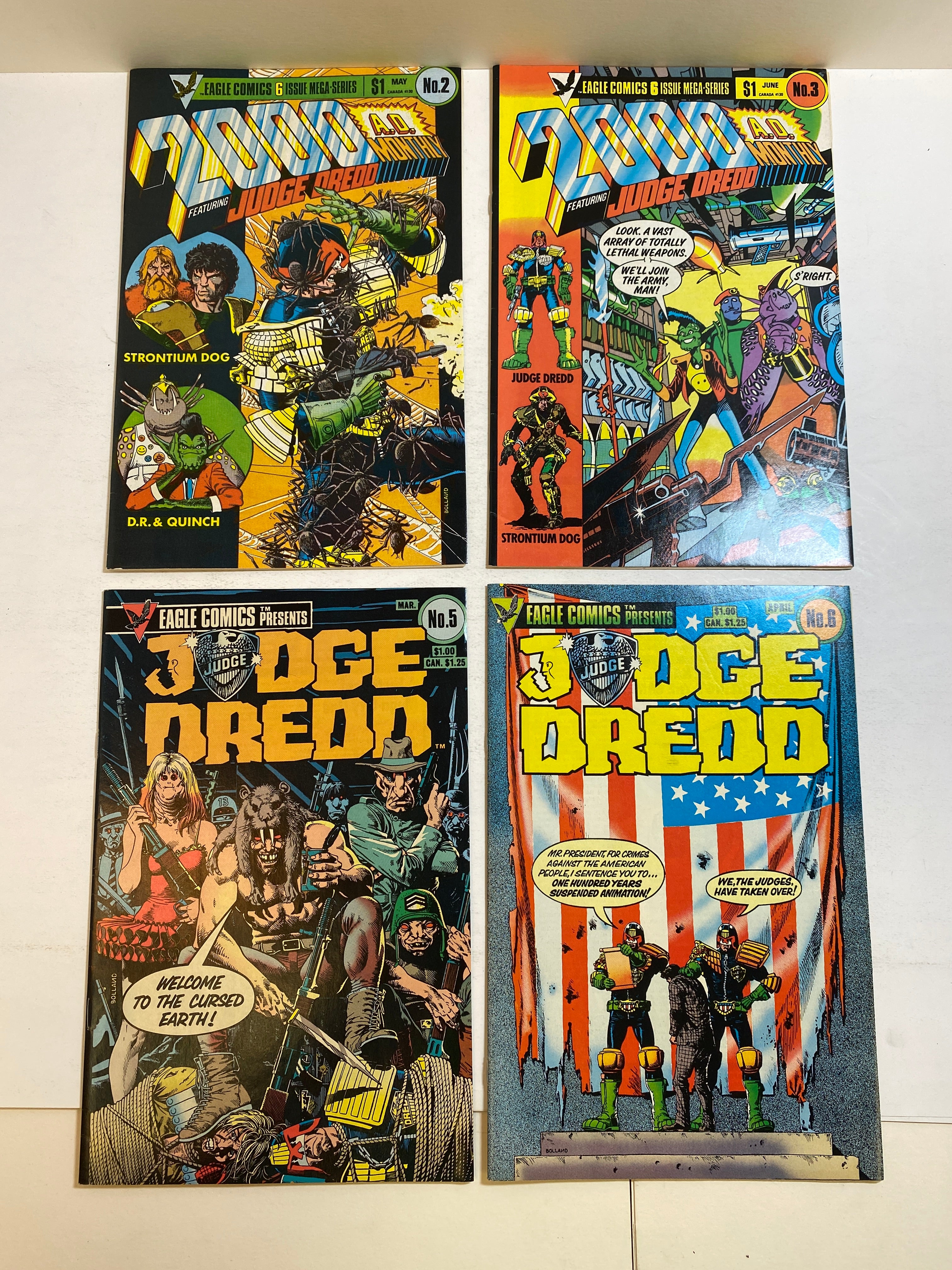 Lot of 4 2000AD Judge Dredd Eagle Comics 1984-1985