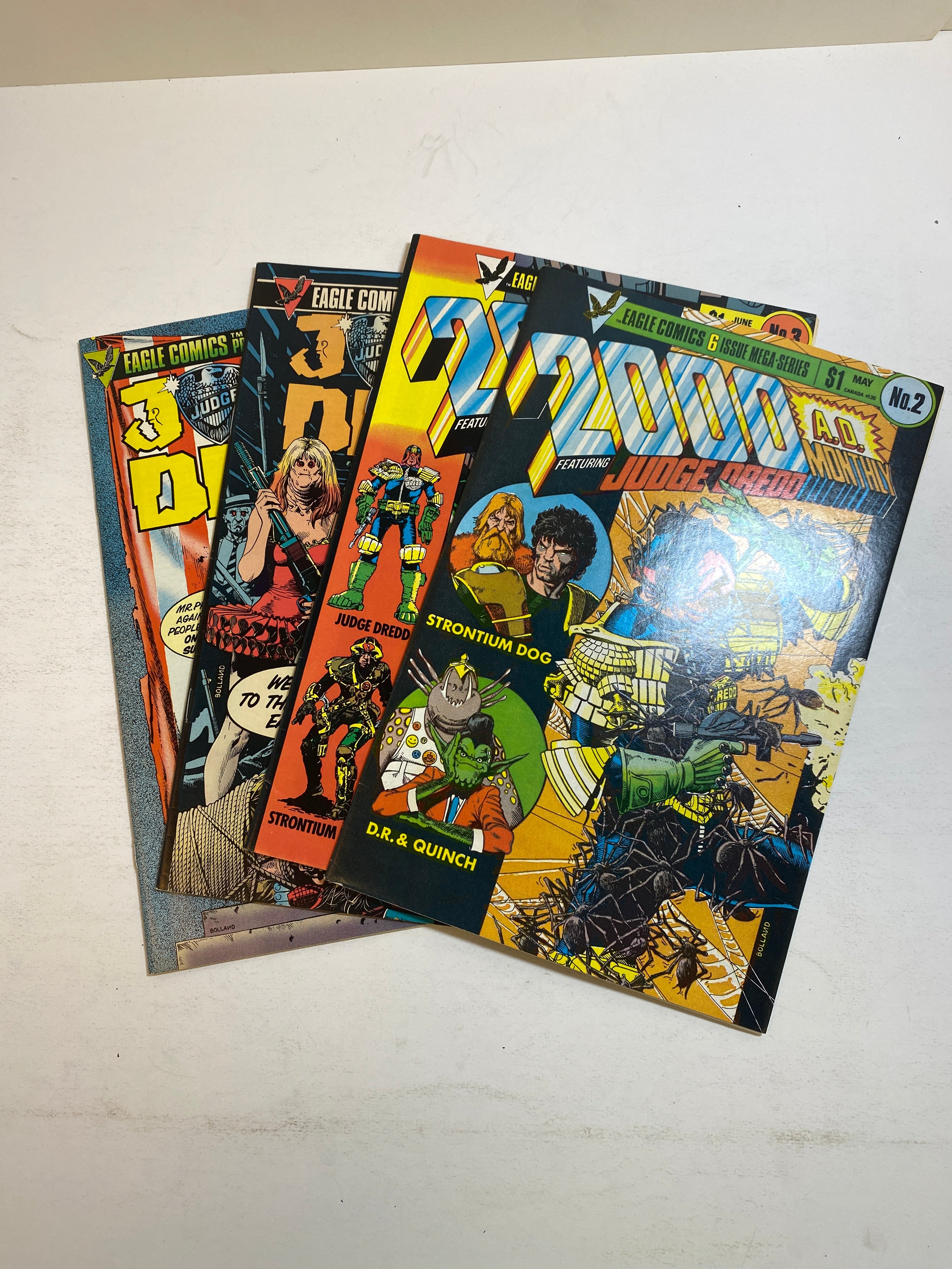 Lot of 4 2000AD Judge Dredd Eagle Comics 1984-1985