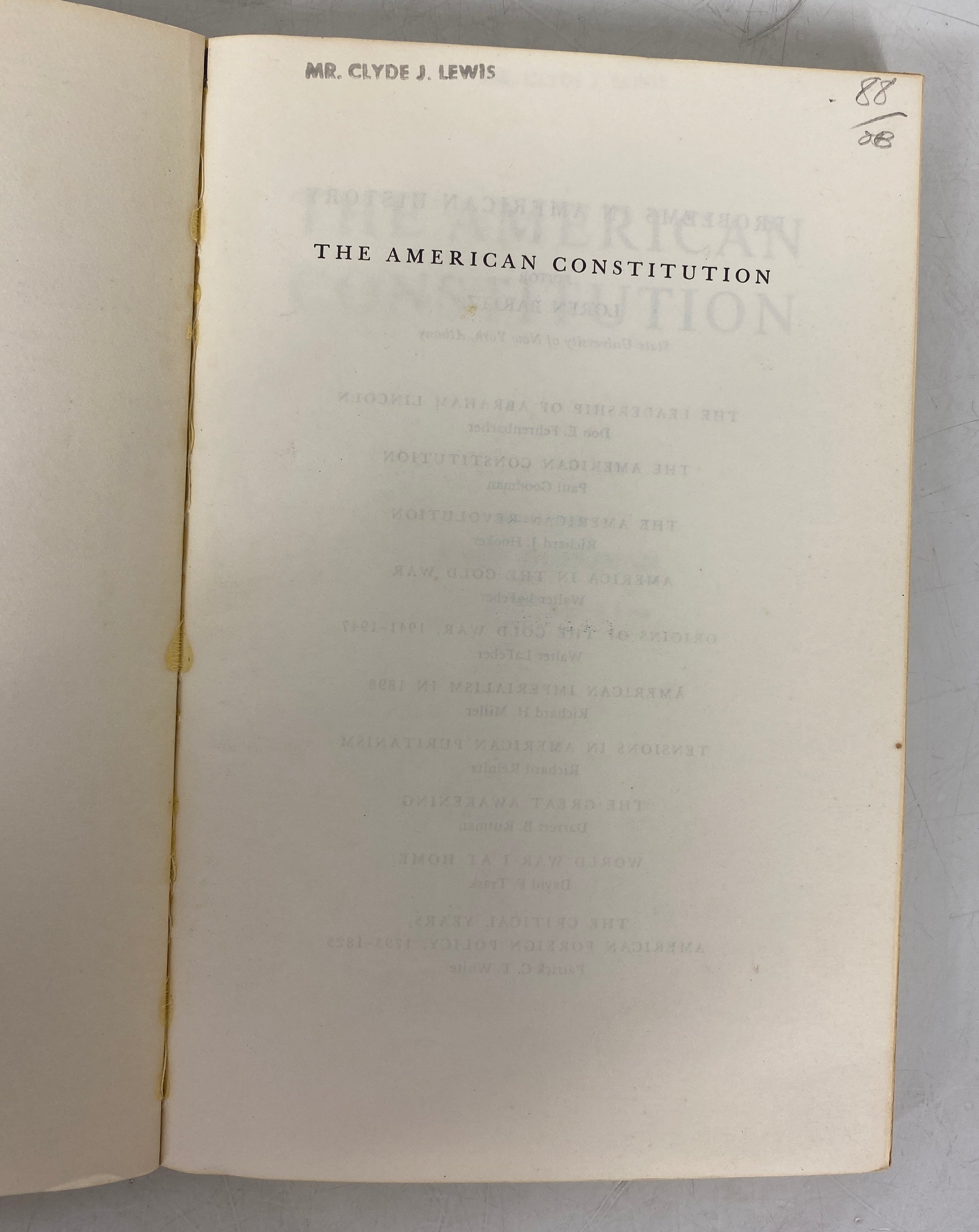 The American Constitution by Paul Goodman 1970 Vintage SC