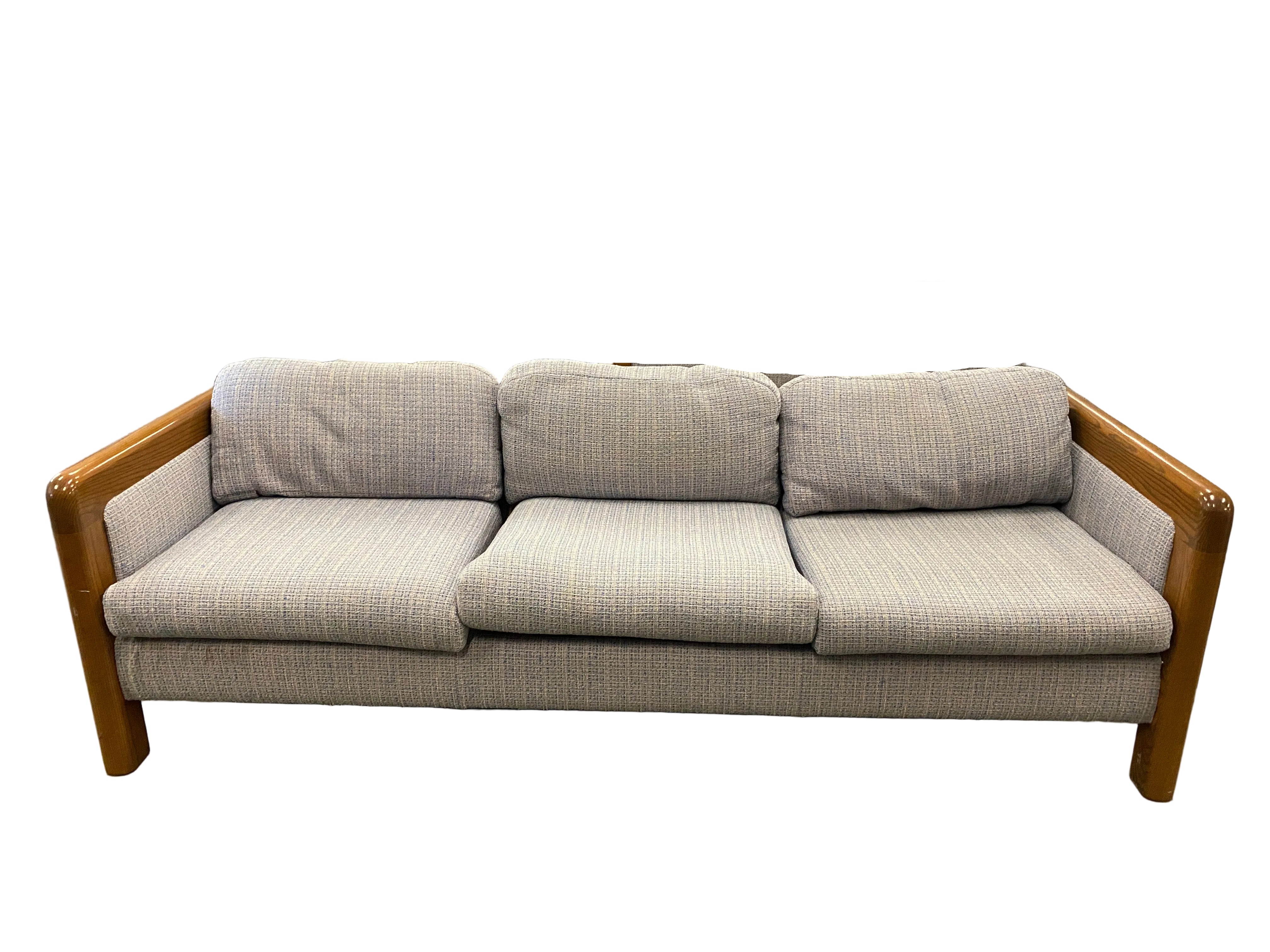 Wooden Frame Couch With Creme Upholstery