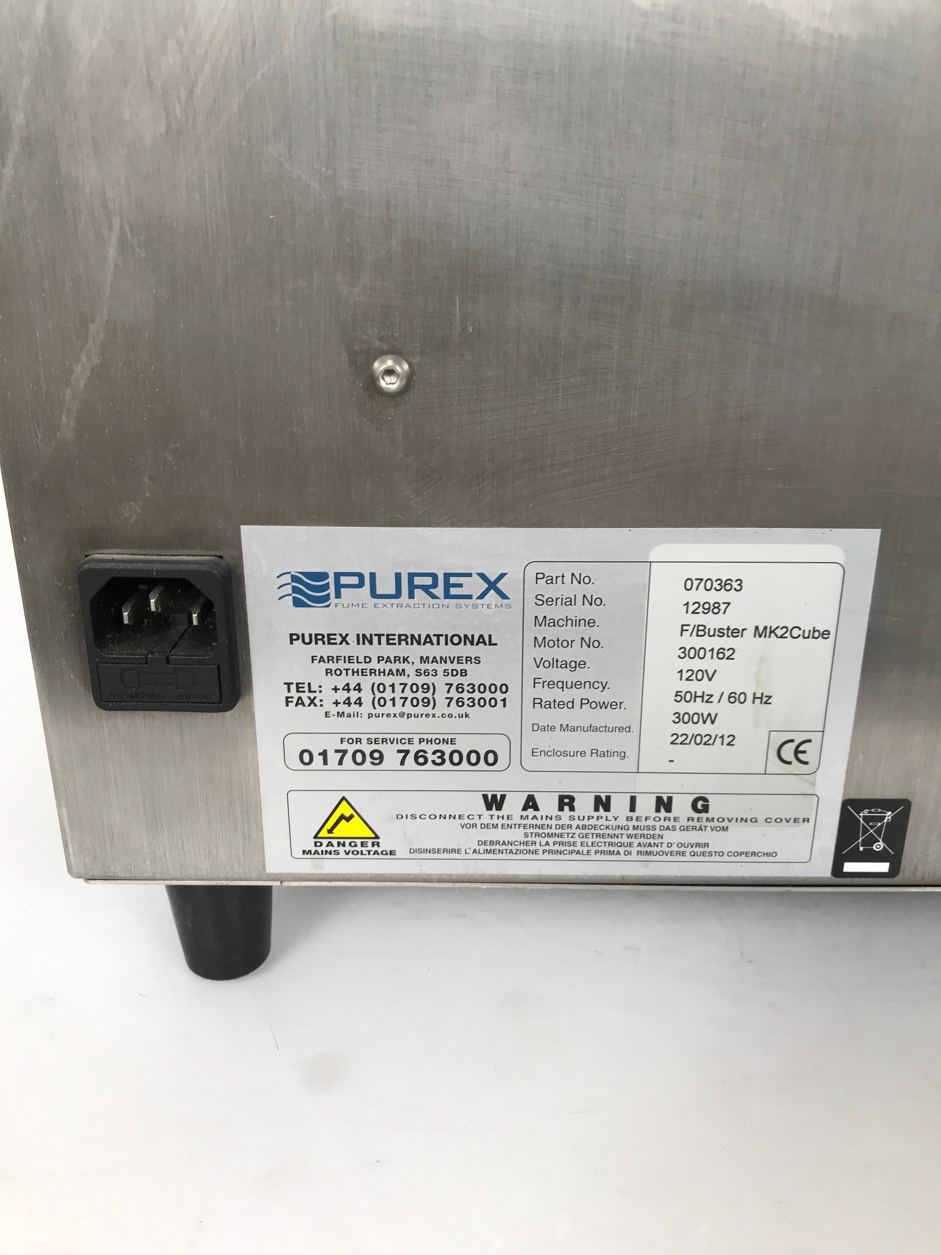 Purex Fume Extraction Cube F/Buster MK2Cube No. 070363