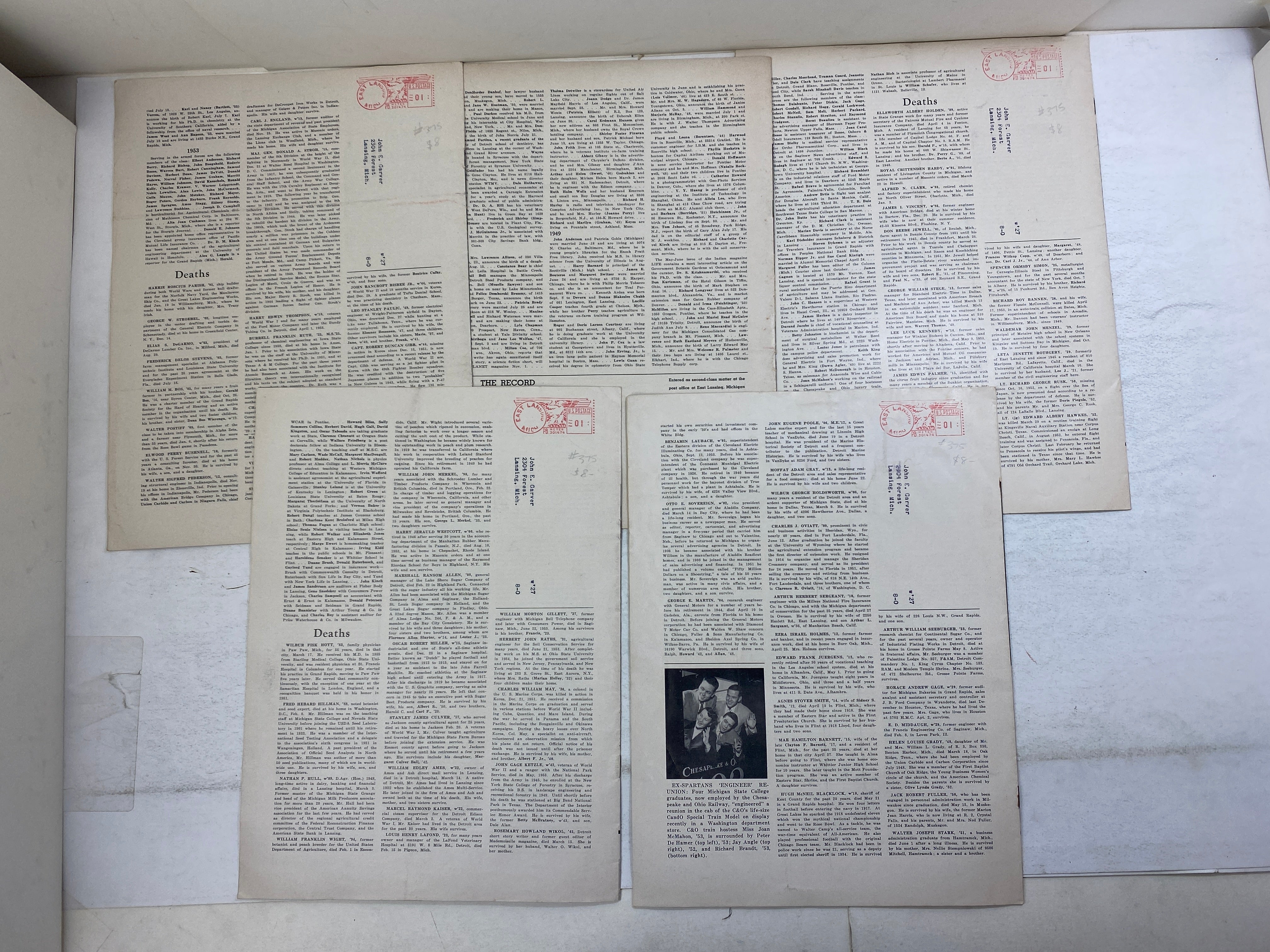 Lot of 7 MSU Alumni Record Magazines 1950-1954