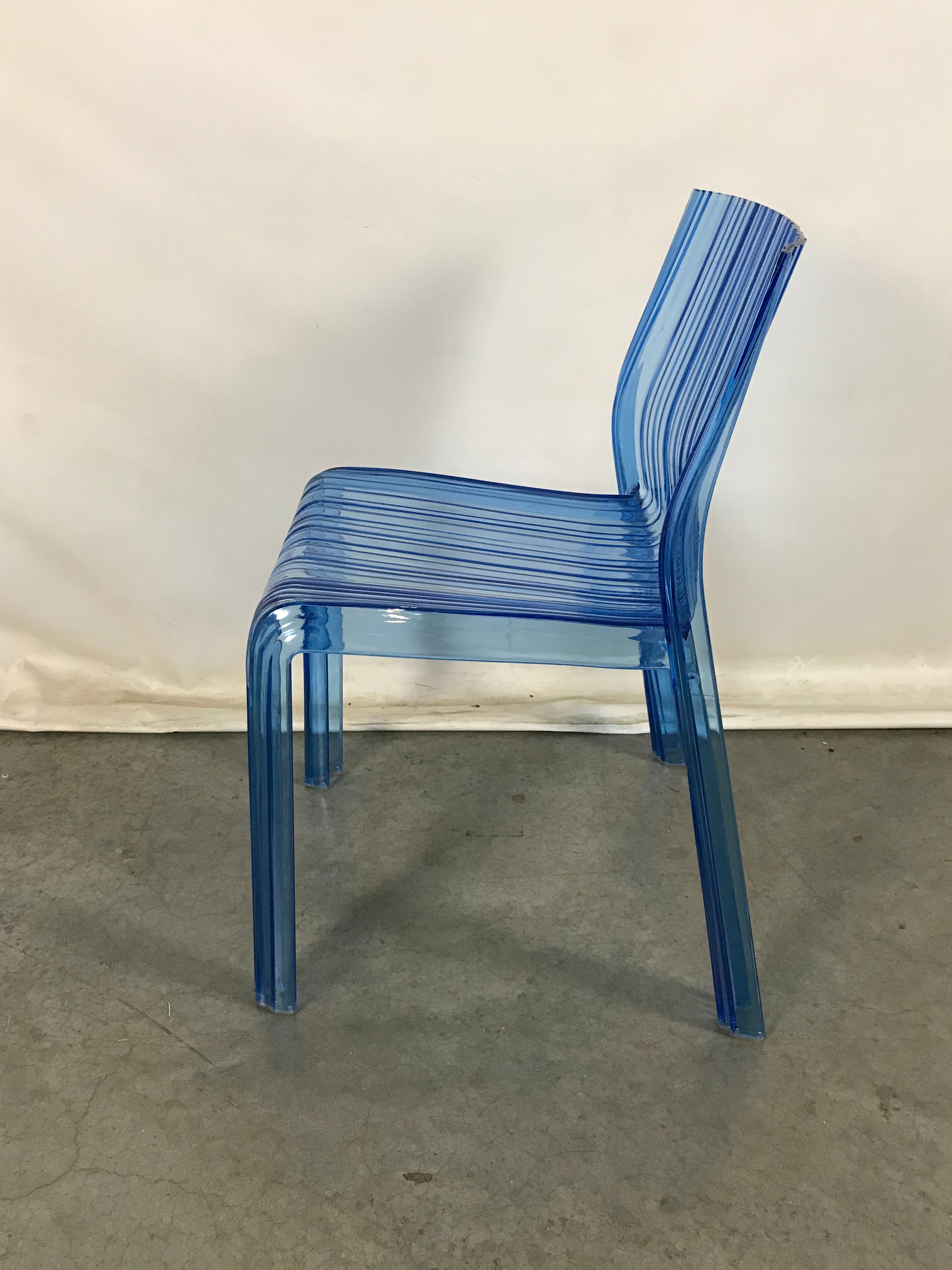 Blue Transparent Ruffled Plastic Chair