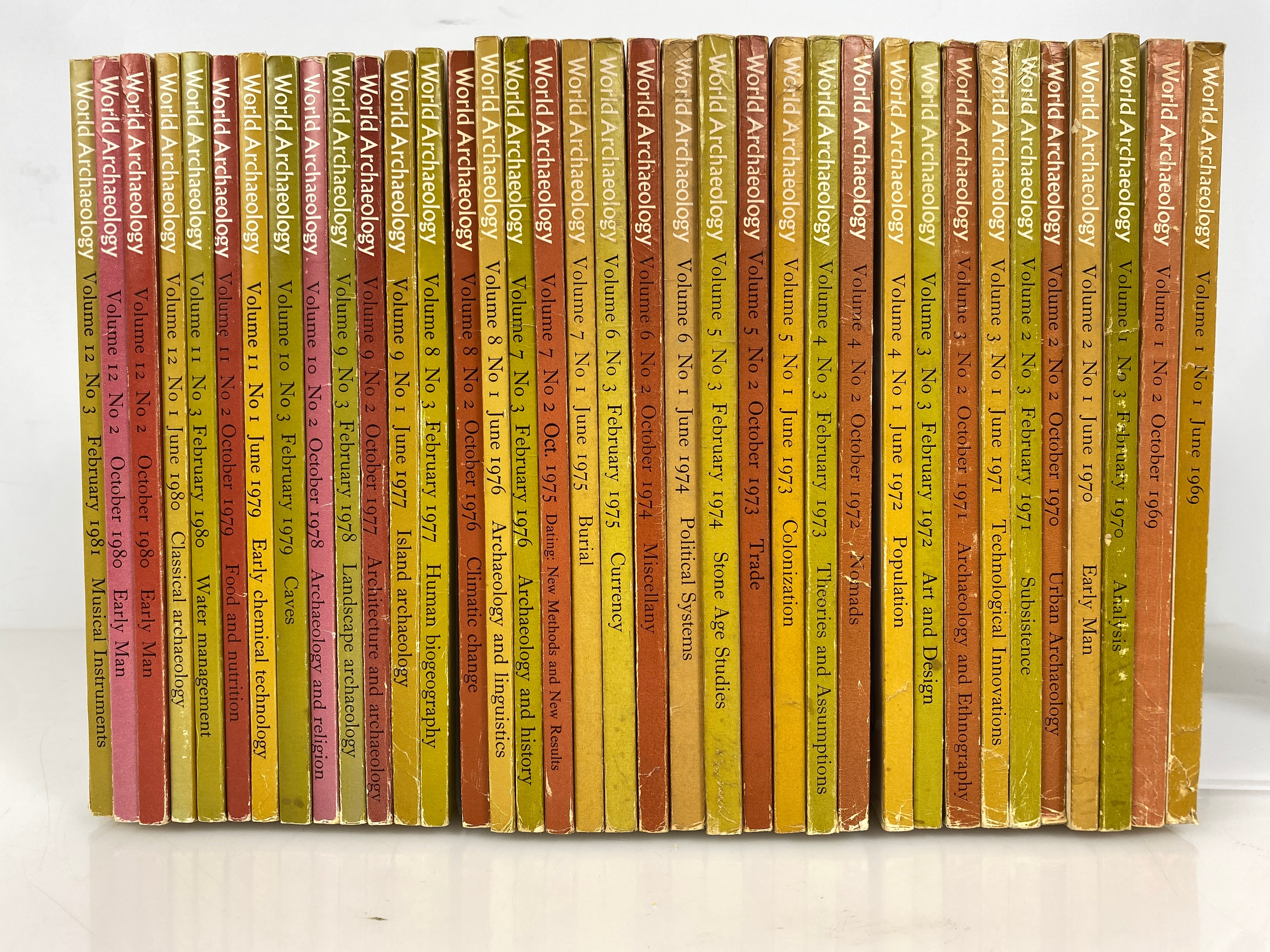 Lot of 37 Vtg World Archaeology Magazine Incl Vol 1 No 1 & Index 1969-81 SC