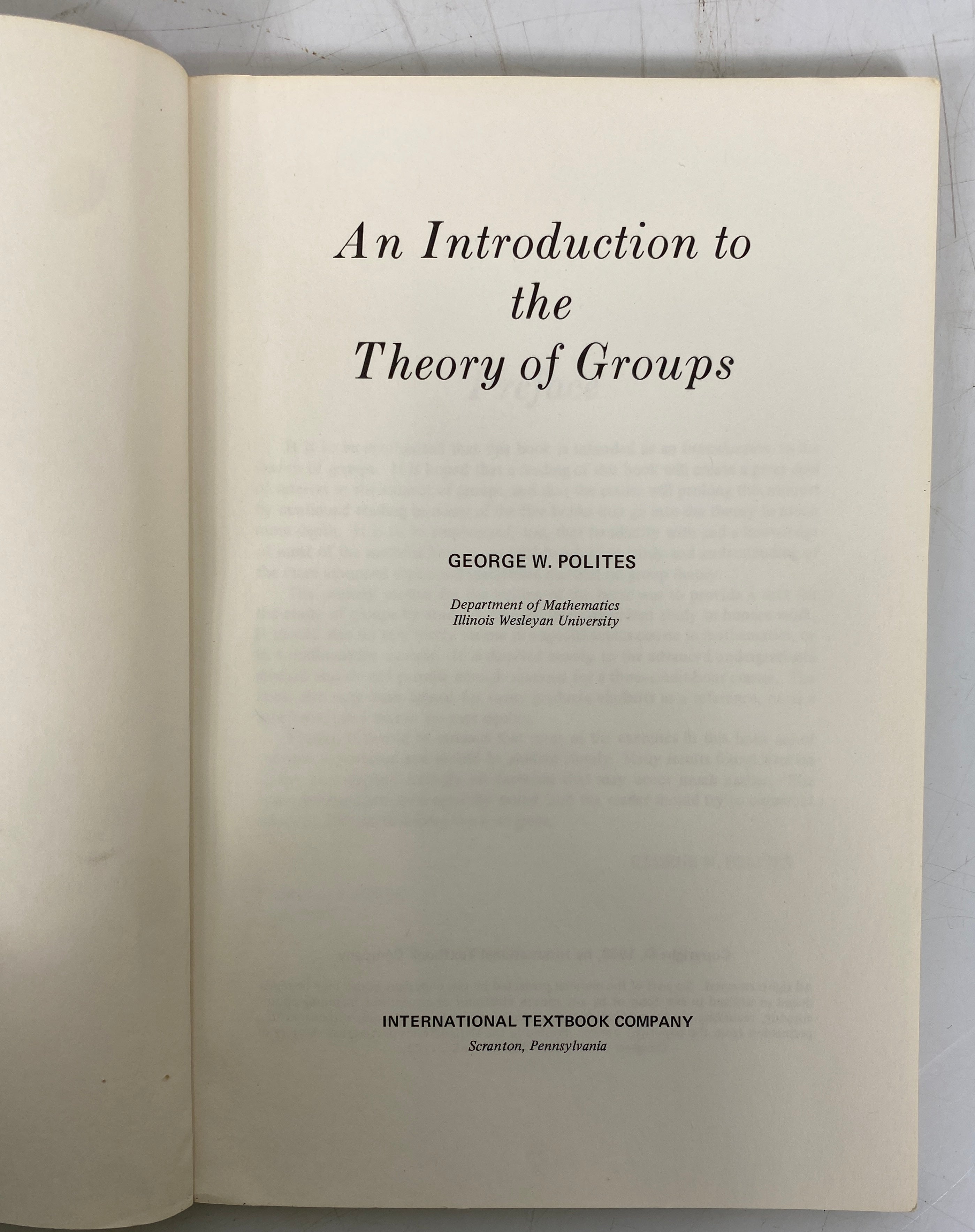 2 Vols: The Theory of Groups an Introduction/An Intro to the Theory of Groups