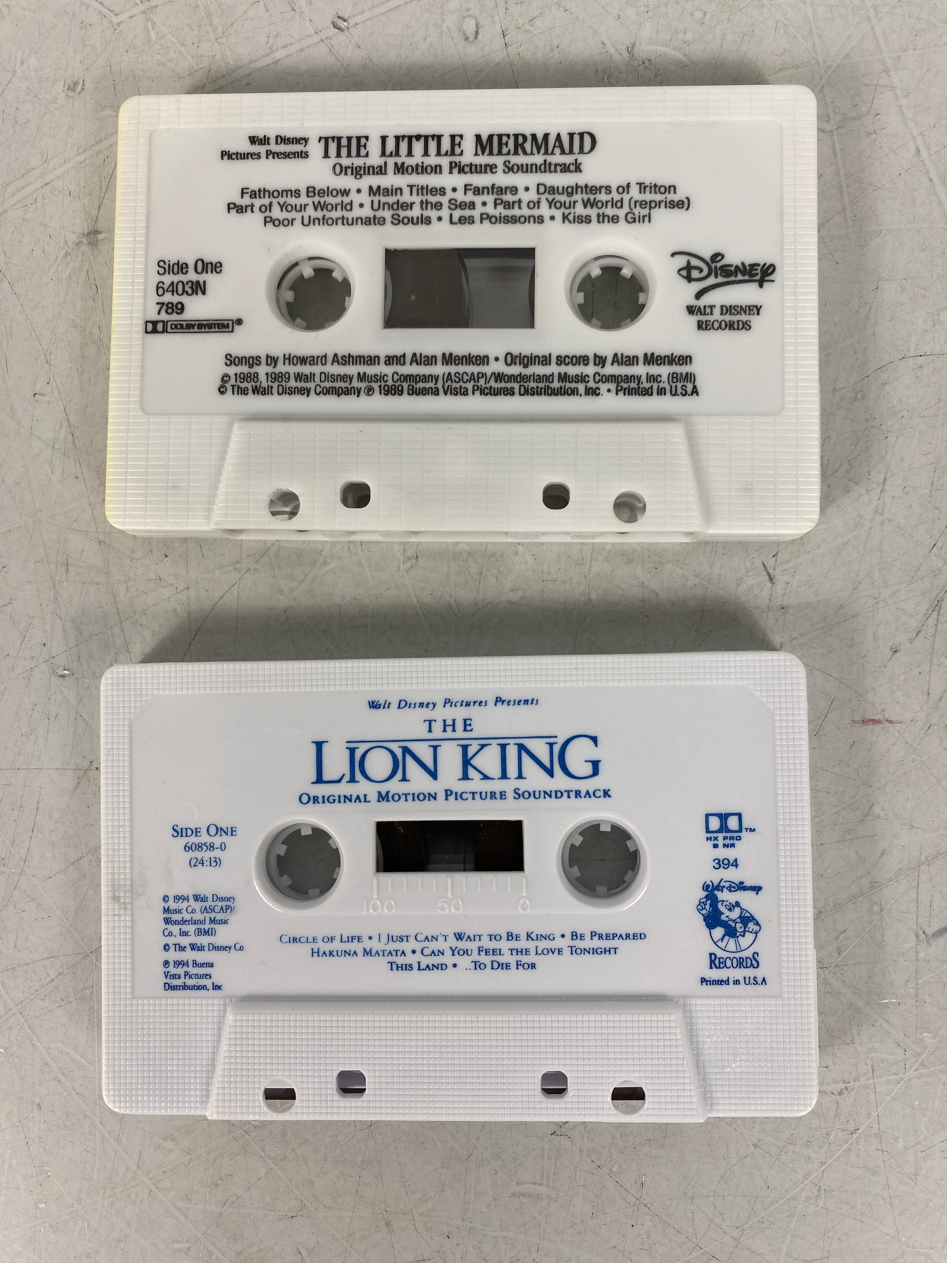 2 Disney Cassette Tape Soundtracks Lion King Little Mermaid