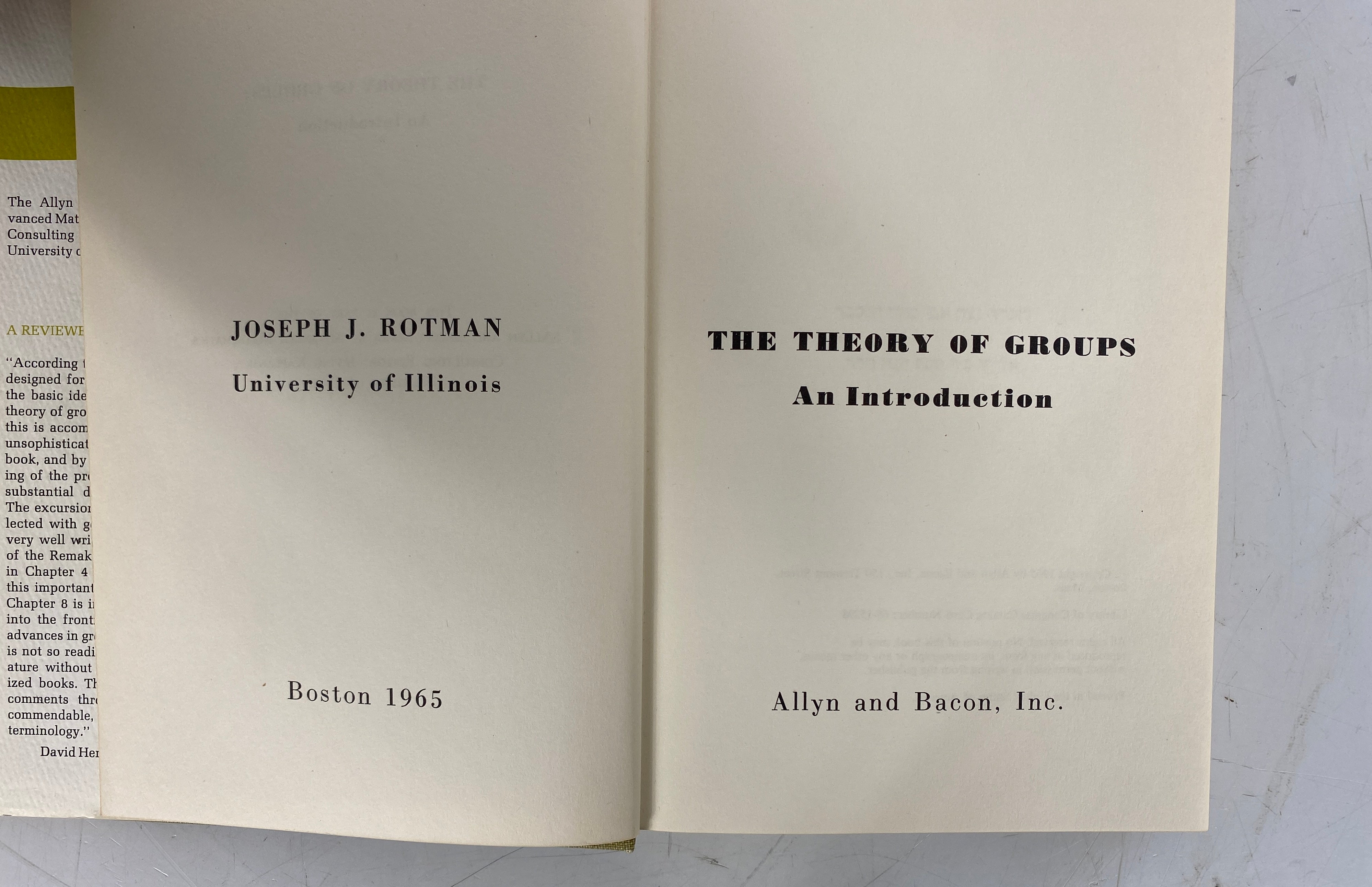 2 Vols: The Theory of Groups an Introduction/An Intro to the Theory of Groups