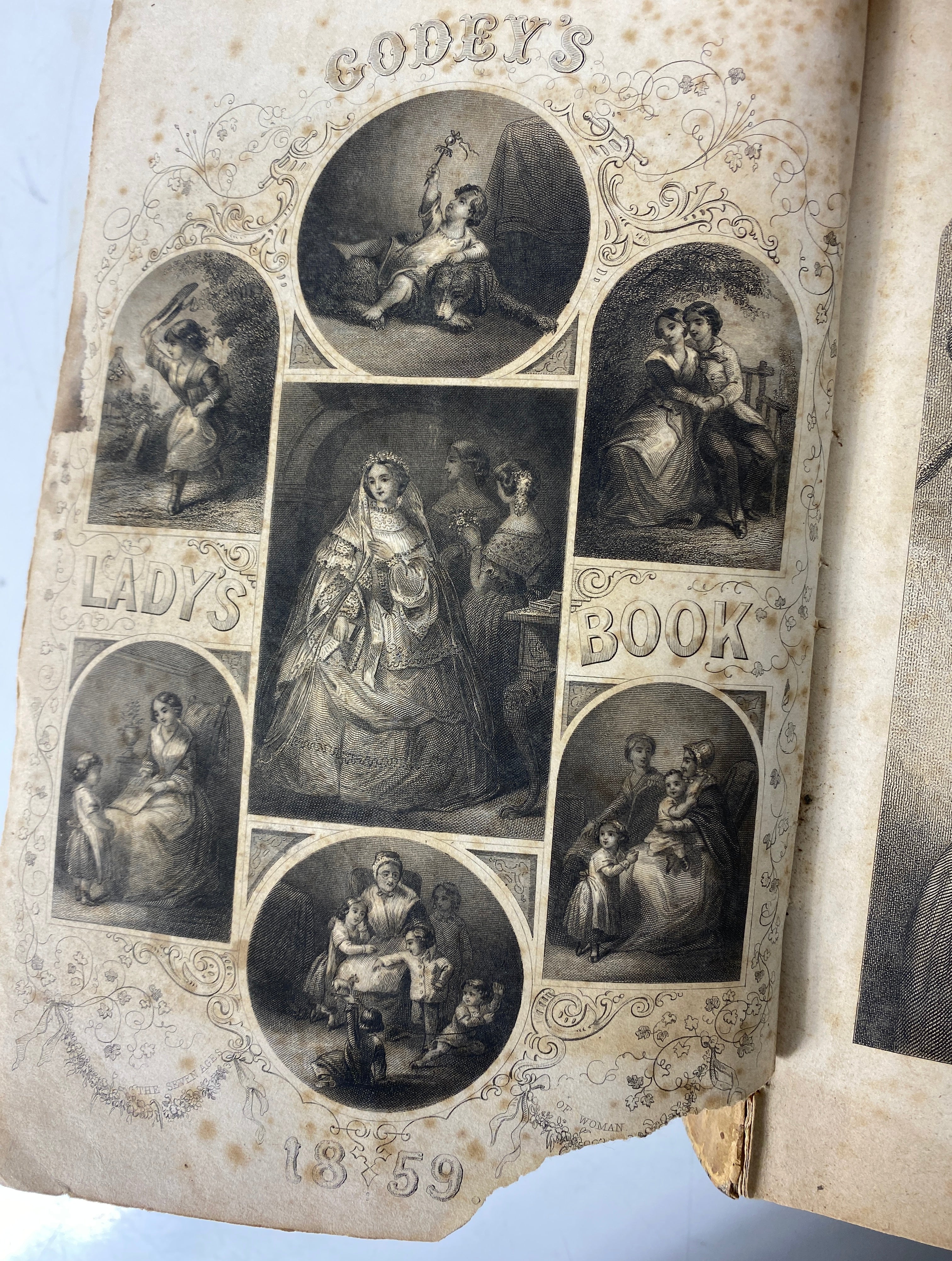 Antique Godey's Lady's Book 1859 No Front Cover Victorian Magazine