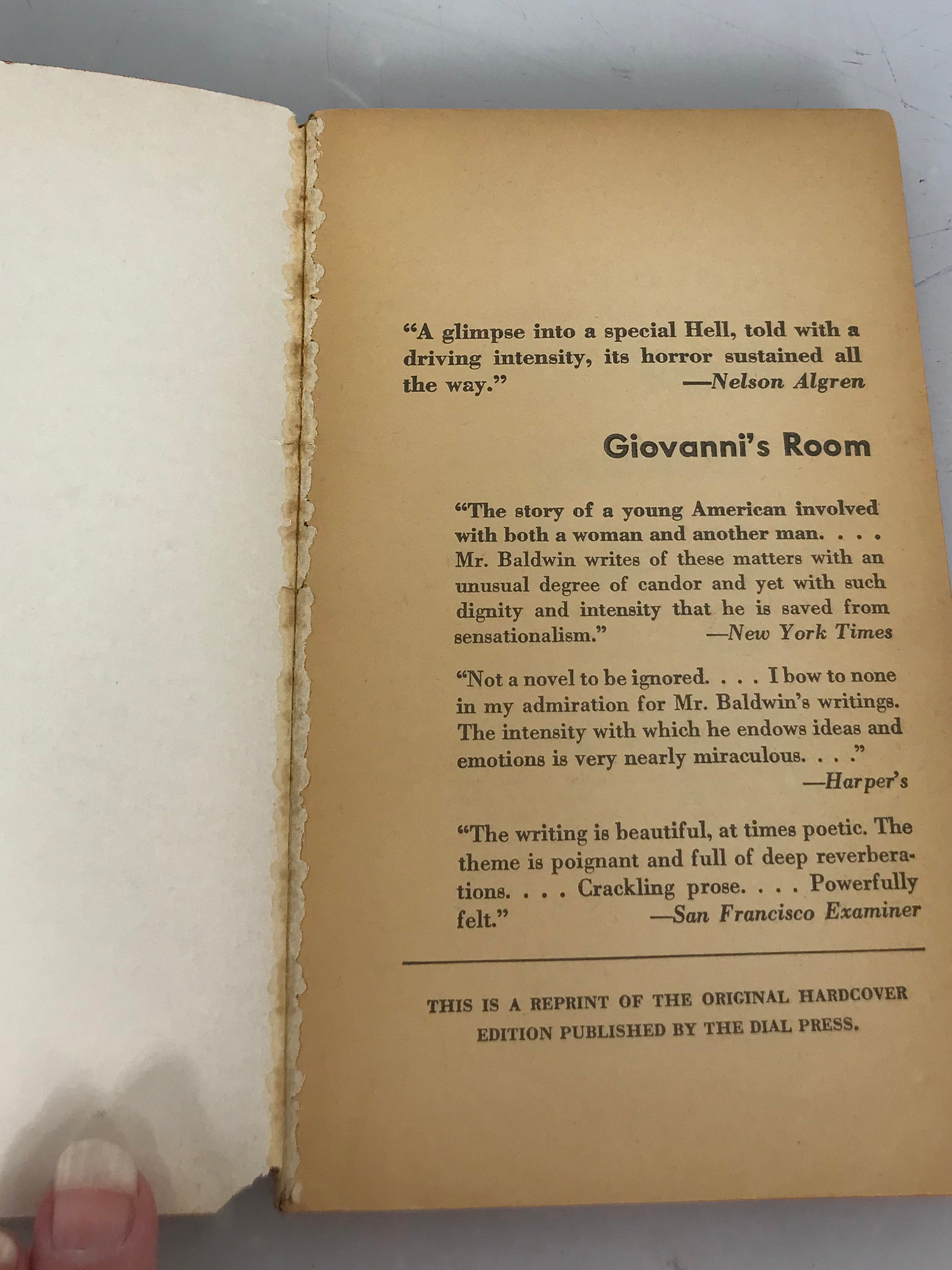 Giovanni's Room by James Baldwin Signet Paperback 1959