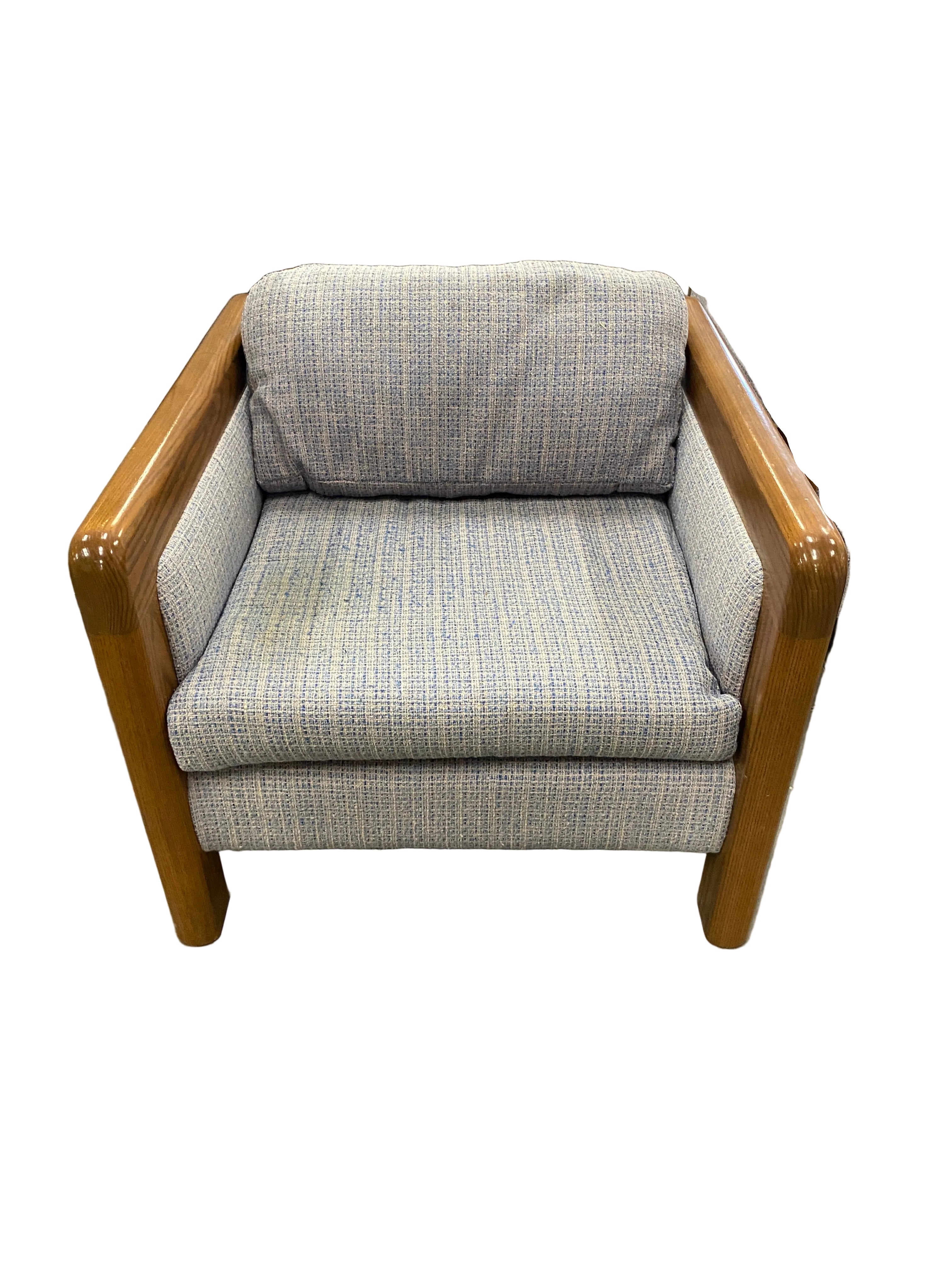 Wooden Frame Lounge Chair With Creme Upholstery