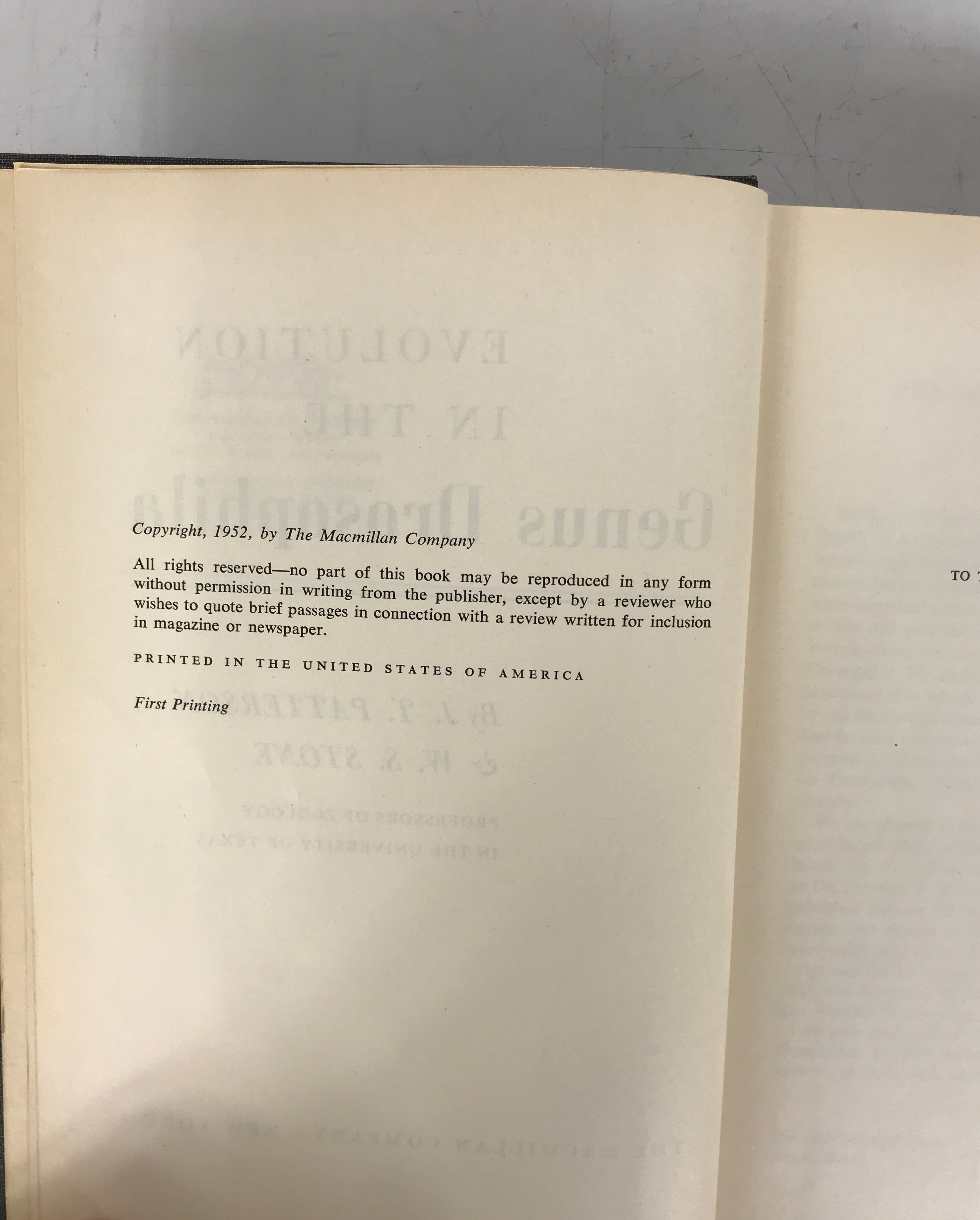Evolution in the Genus Drosophila Patterson & Stone 1952 1st Ed 1st Print HC
