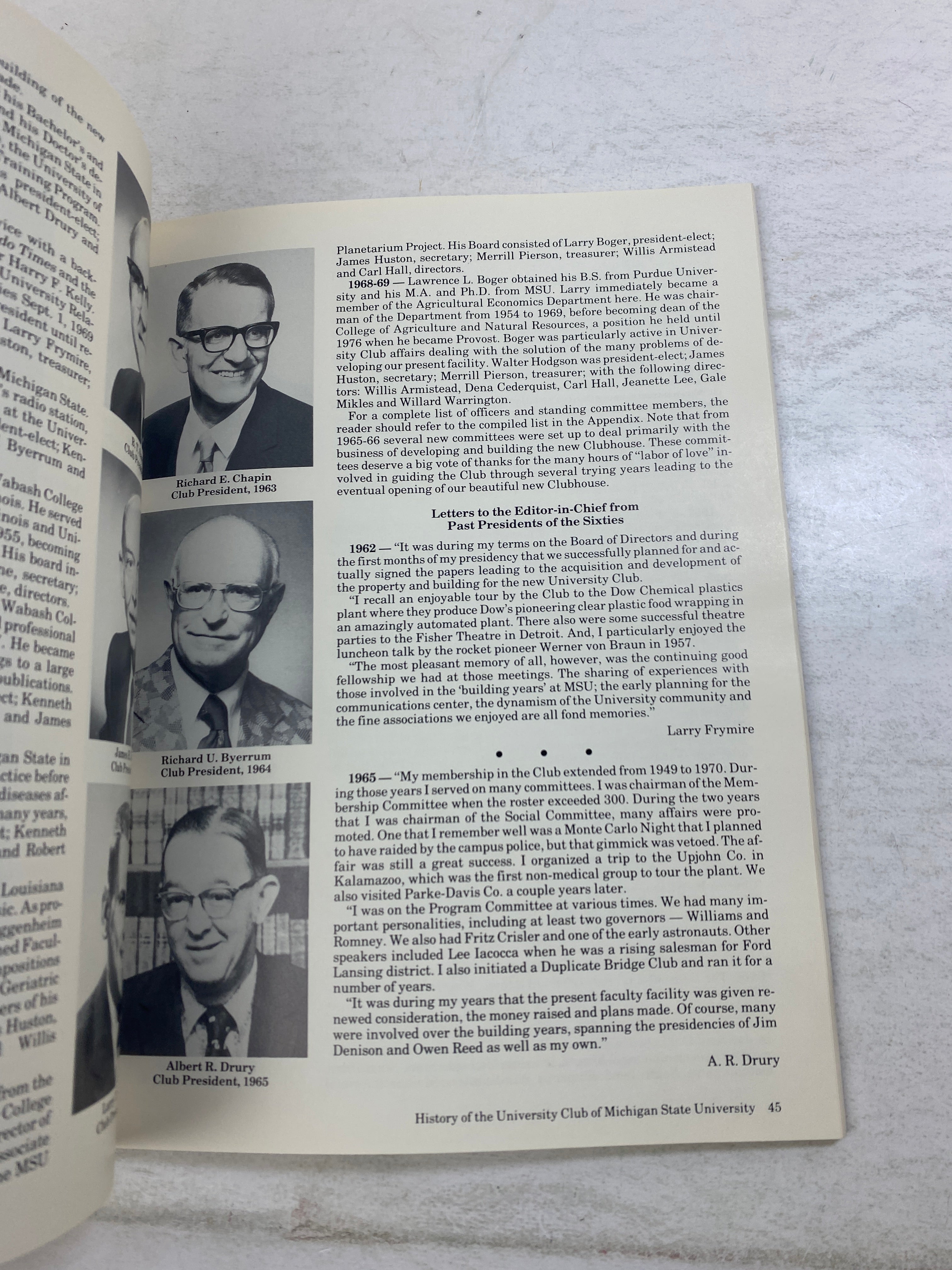 History of MSU University Club 1929-1982 SC