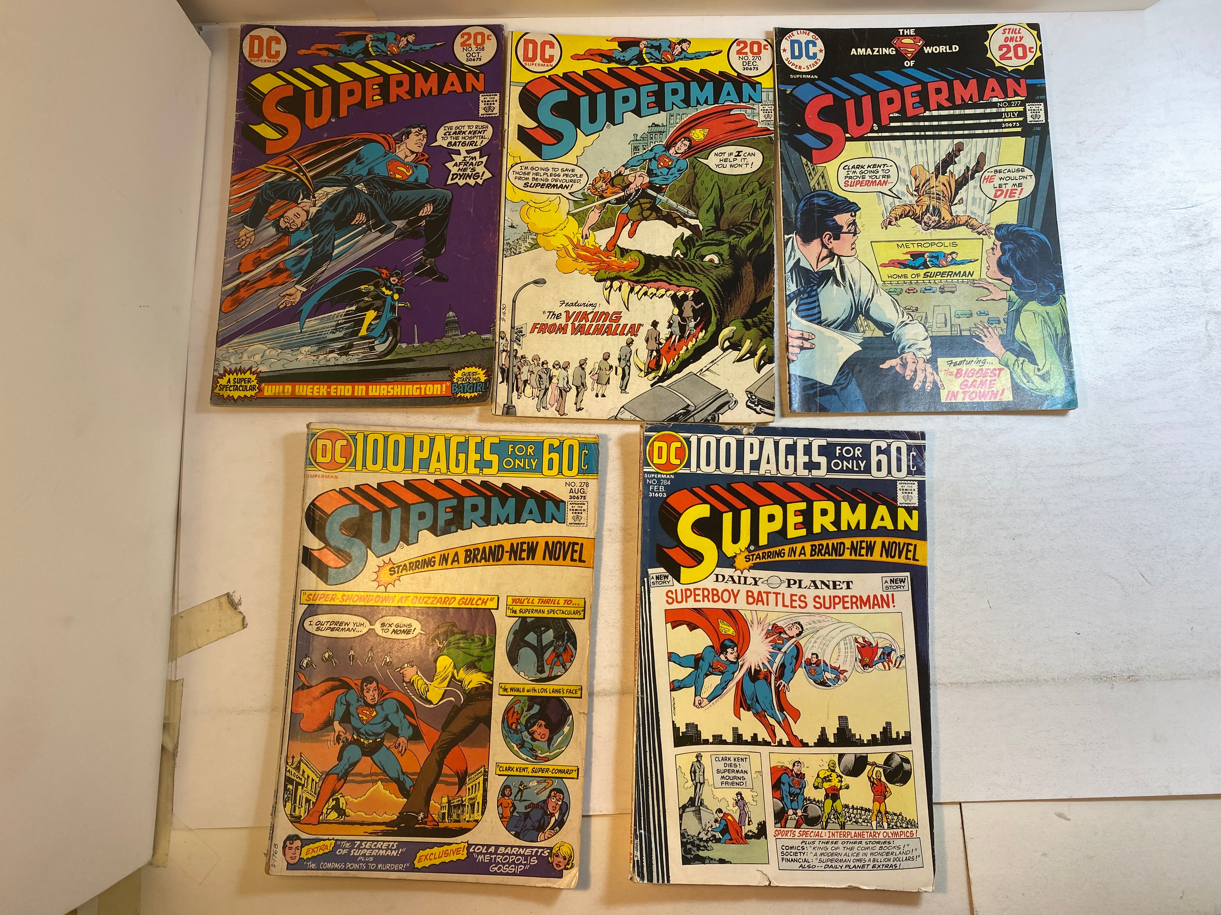 Lot of 10 Superman DC Comics 1973-1976