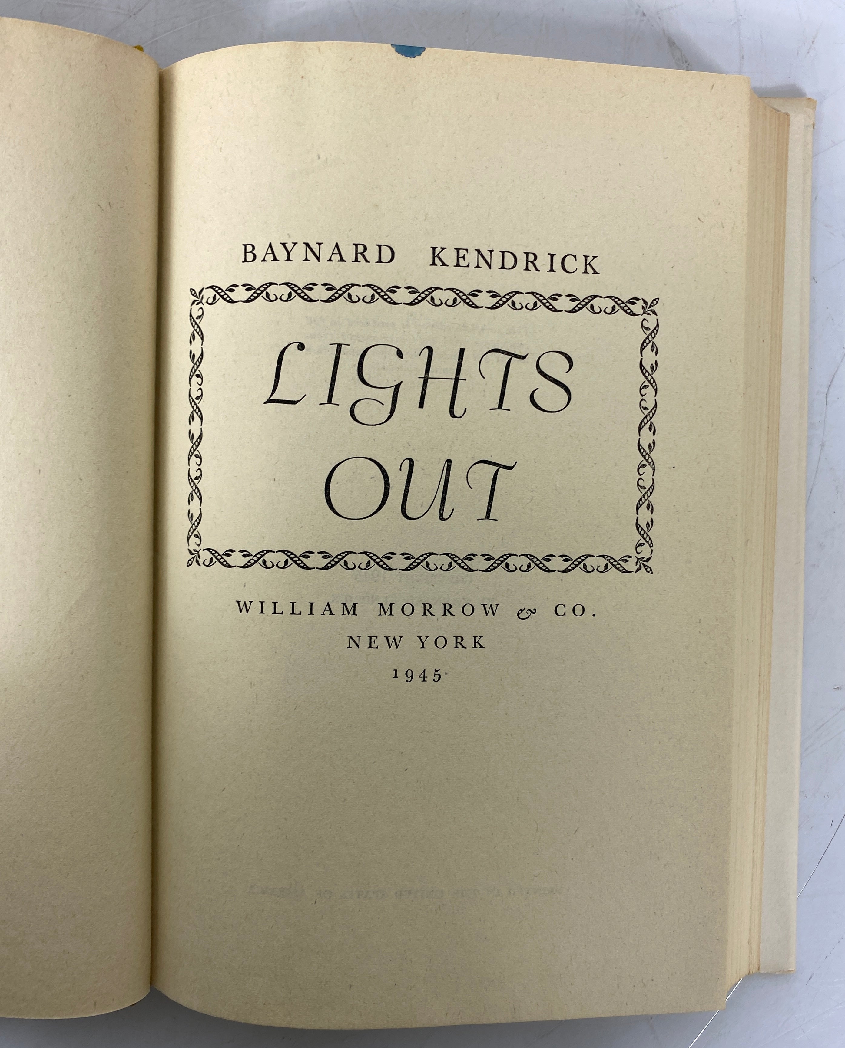 Lights Out by Baynard Kendrick 1945 Vintage HC DJ