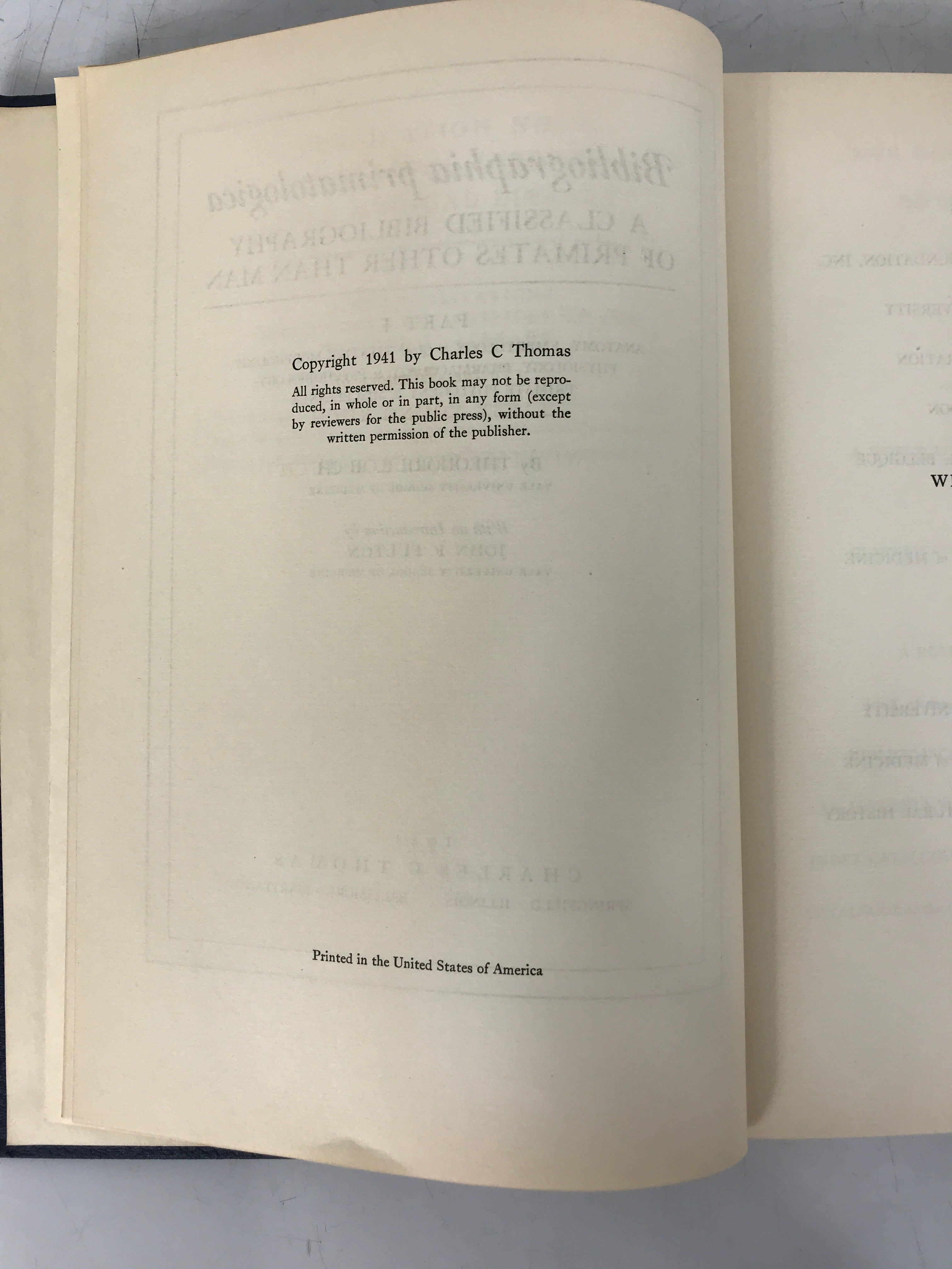 Bibliographica Primatologica Bibliography of Primates Other Than Man 1941 HC