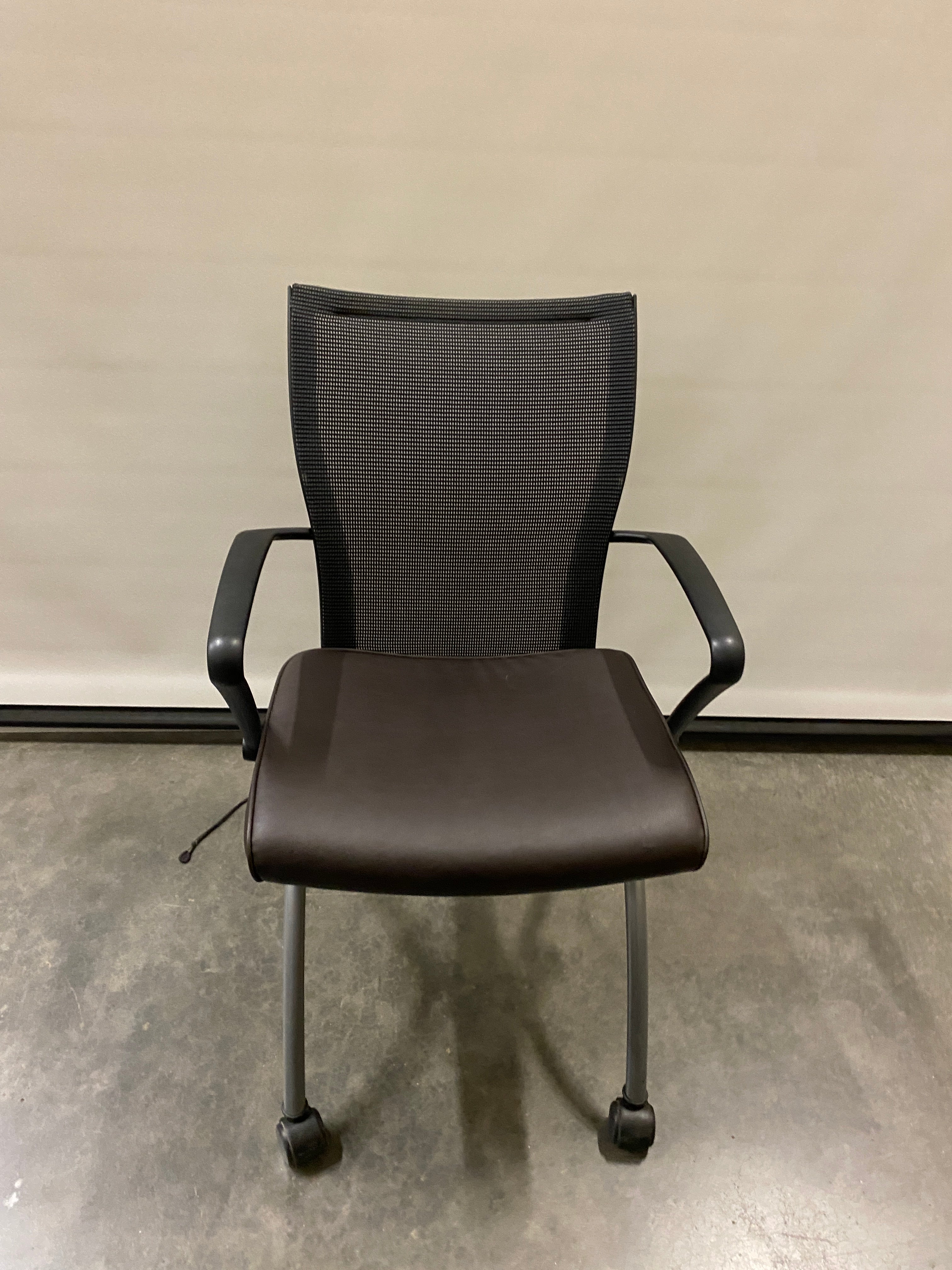 Haworth Black #052704 Leather Upholstered Rolling Chair