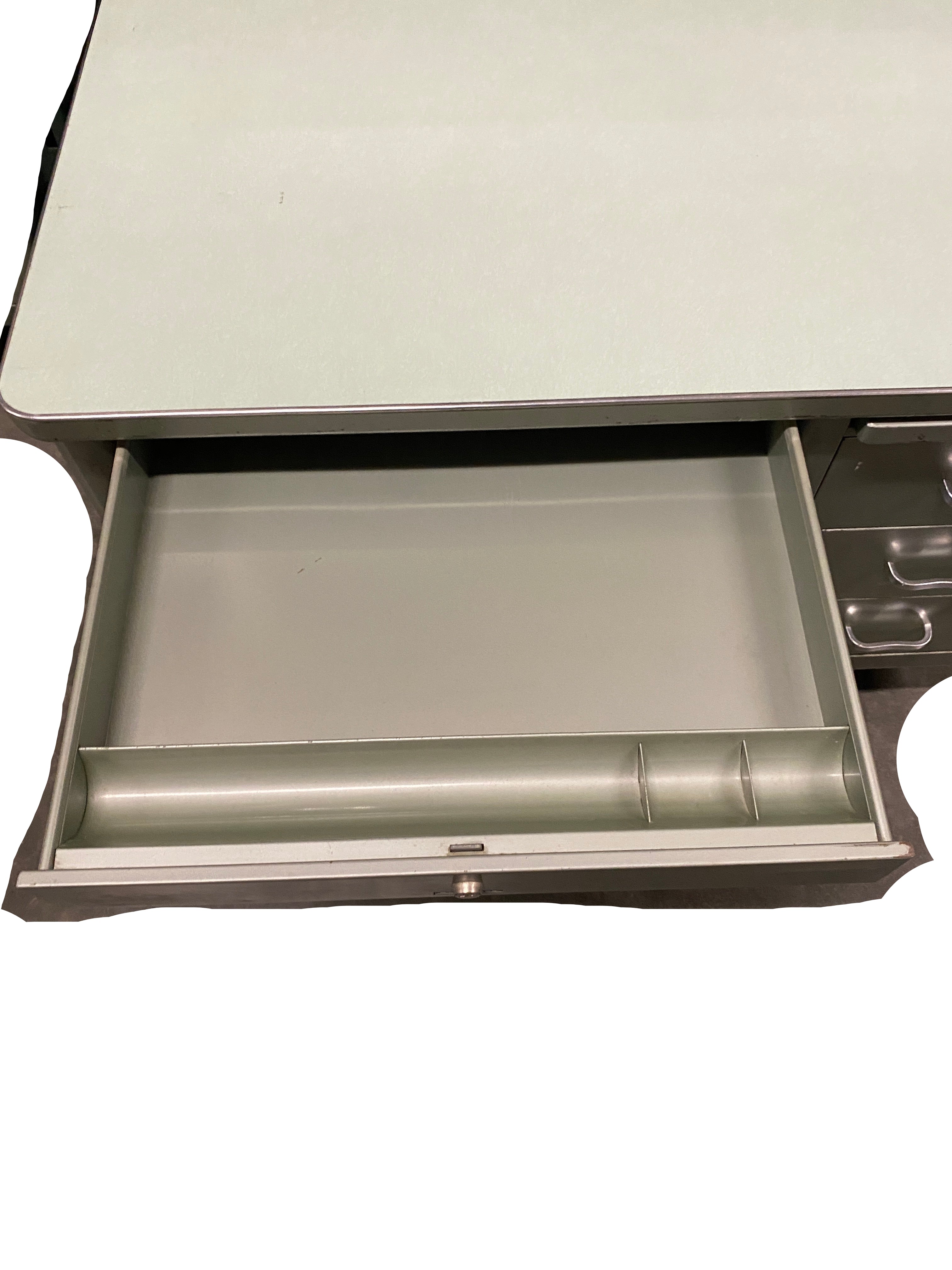 Steelcase Seafoam Green Metal Desk