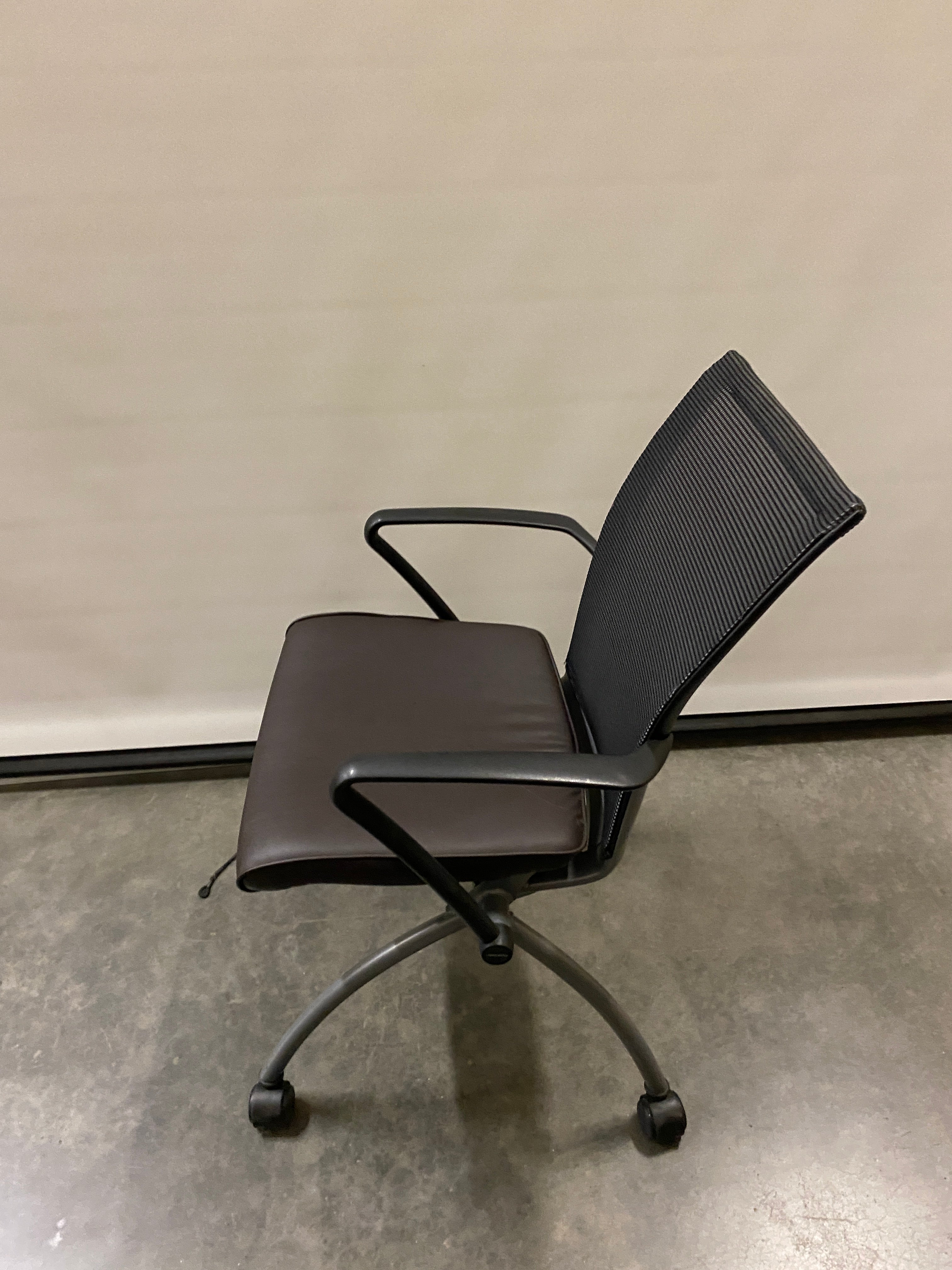 Haworth Black #052704 Leather Upholstered Rolling Chair