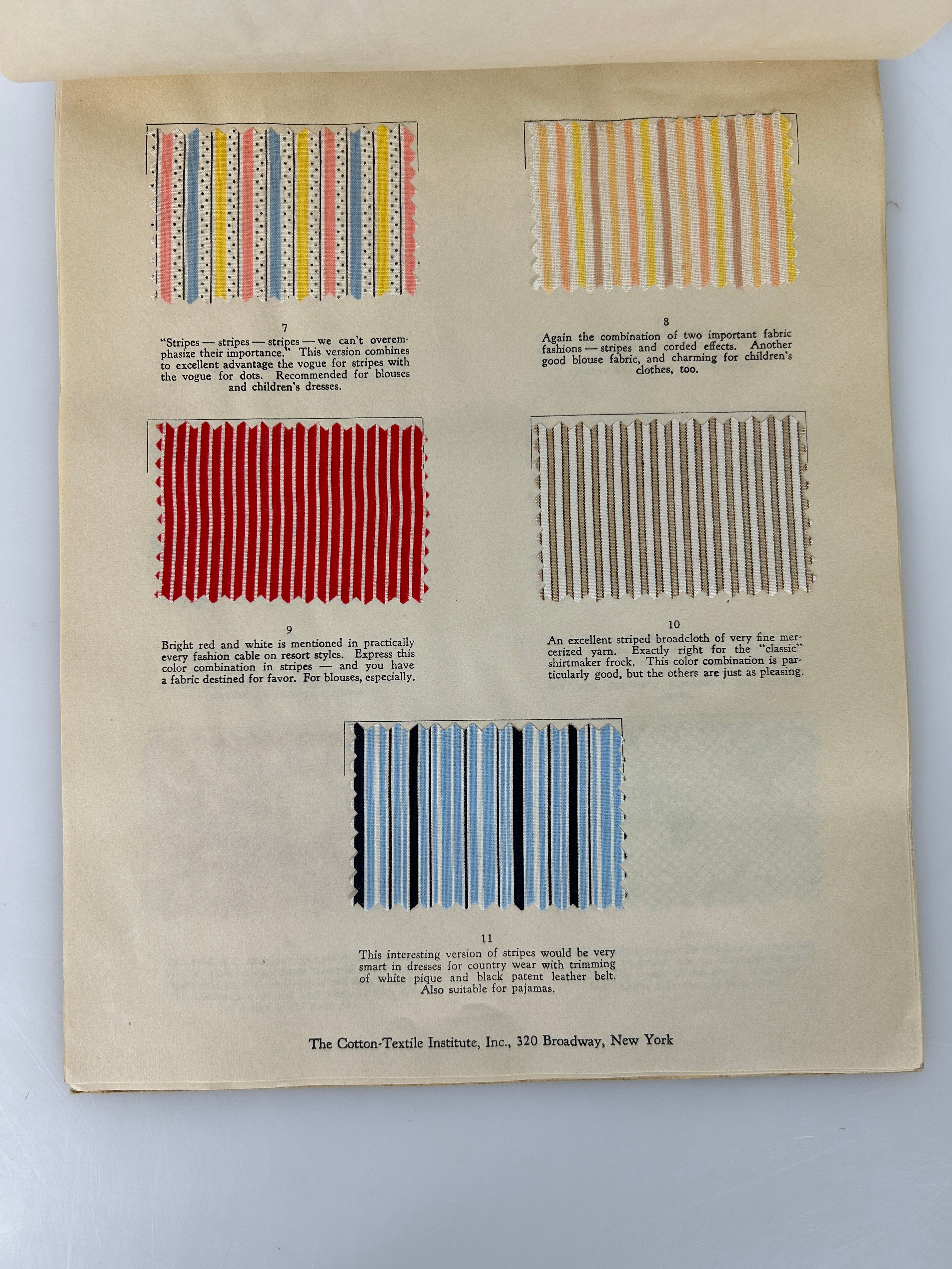 Types of Fashionable Cotton Fabrics for Spring Vintage Sample Book 1931