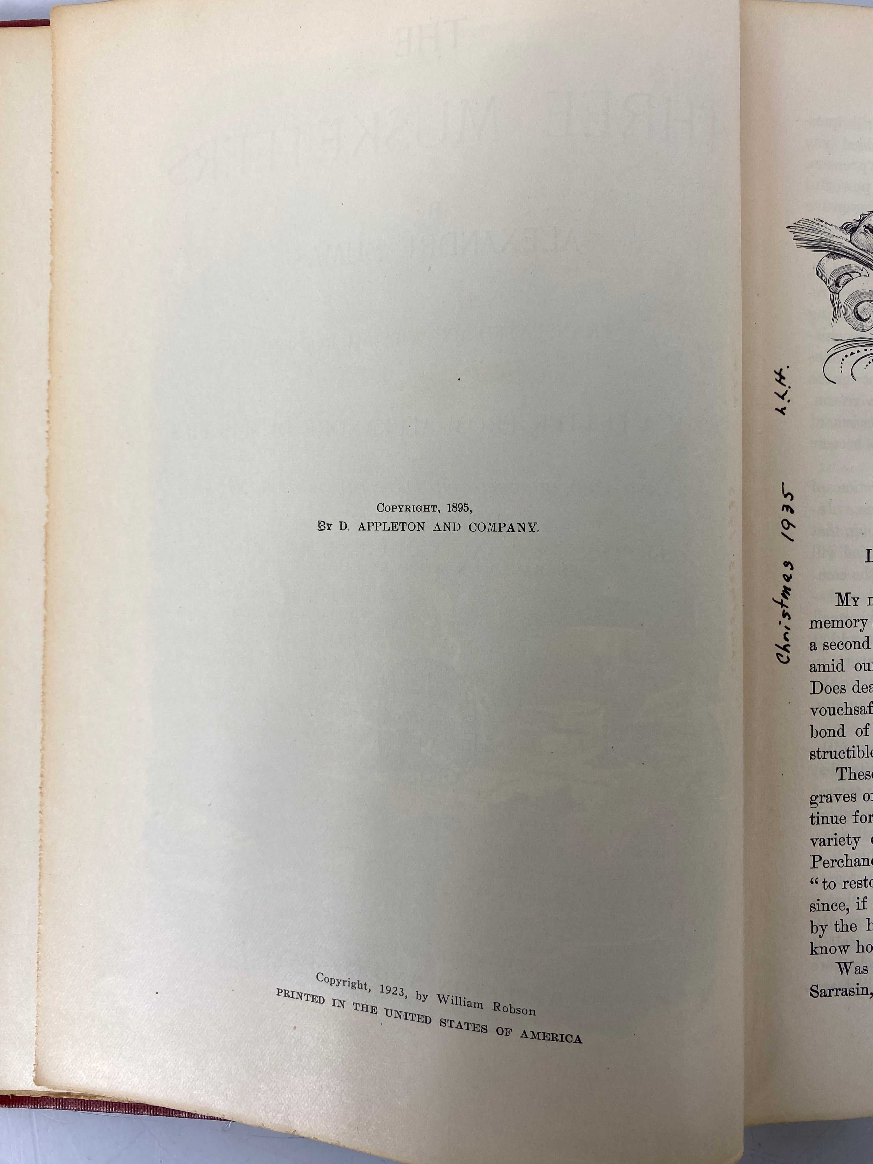 The Three Musketeers Alexandre Dumas 1930 D. Appleton Vintage HC