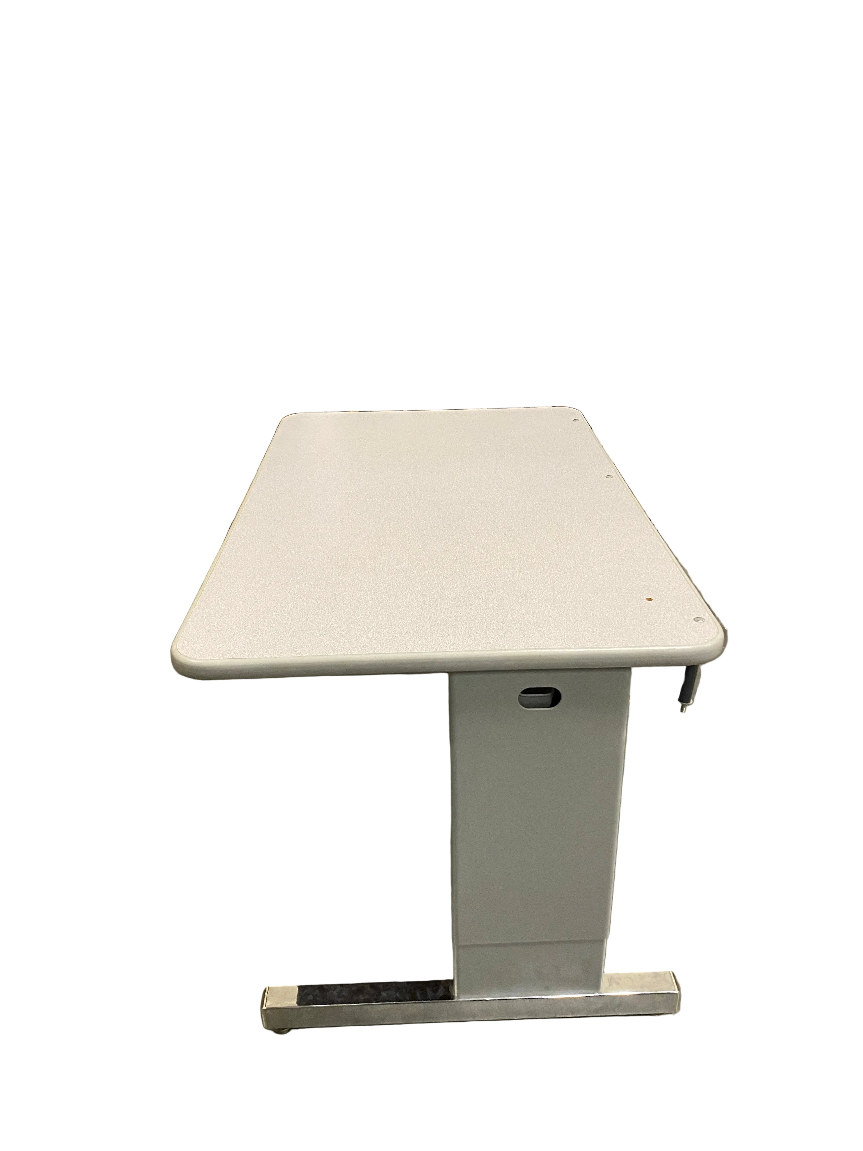 Gray Adjustable Height Table with Surge Protector