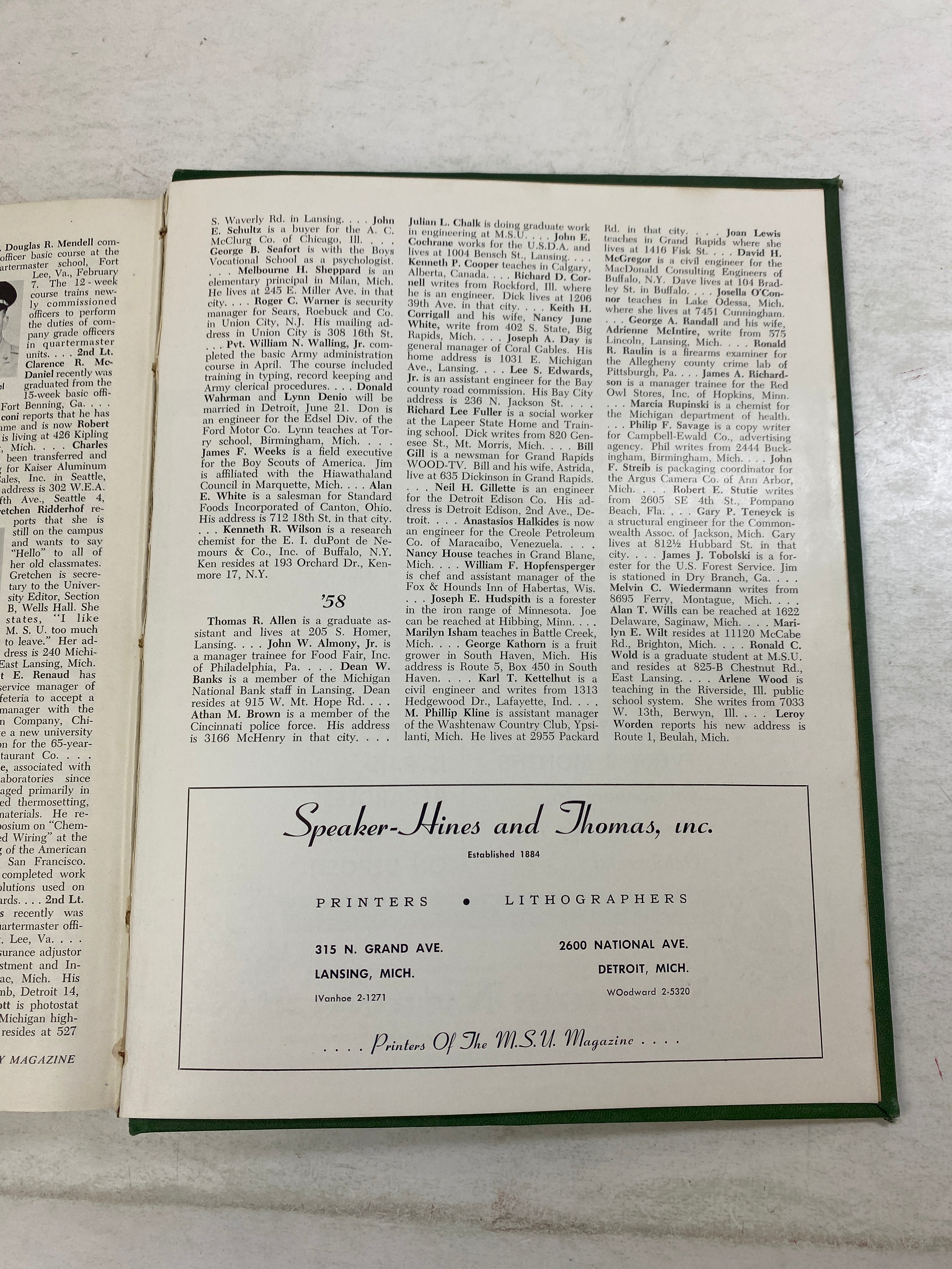 Lot of 10 MSU University Magazine Bound 1957-1958
