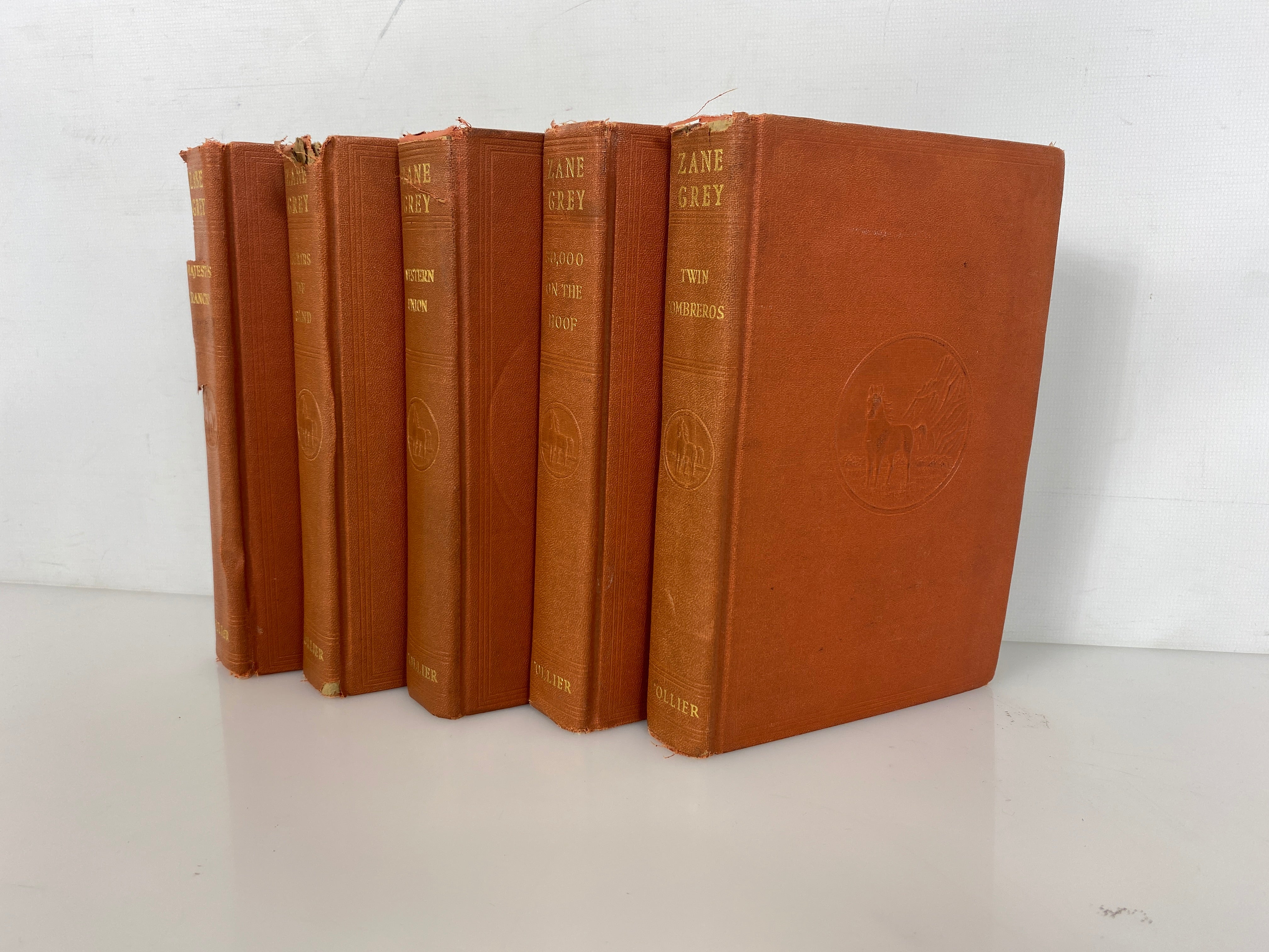 Lot of 5 Vintage Zane Grey Westerns 1928-1940 Collier & Son HC