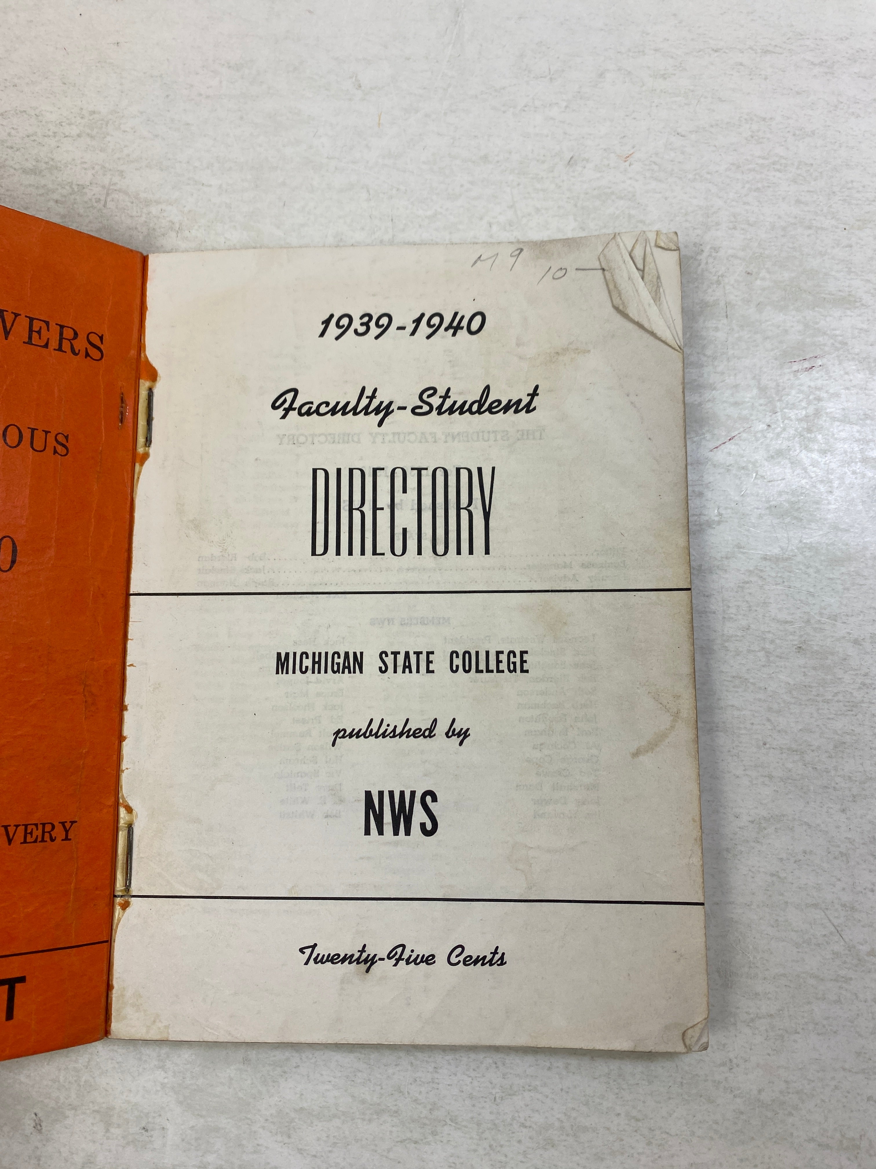 Lot of 2 Vintage MSU Student Directories 1939, 1947