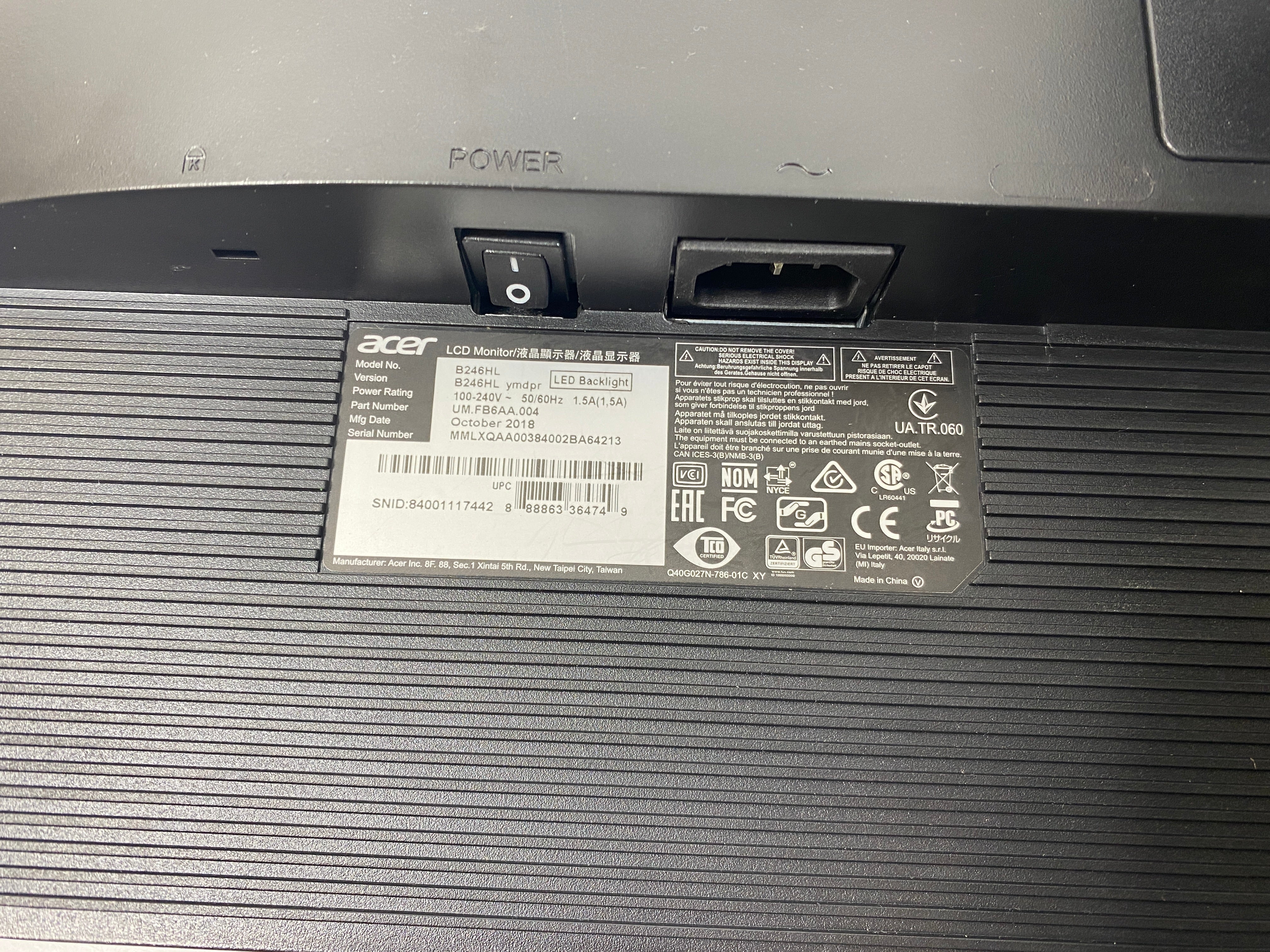 Acer B246HL 24'' Widescreen LCD Monitor