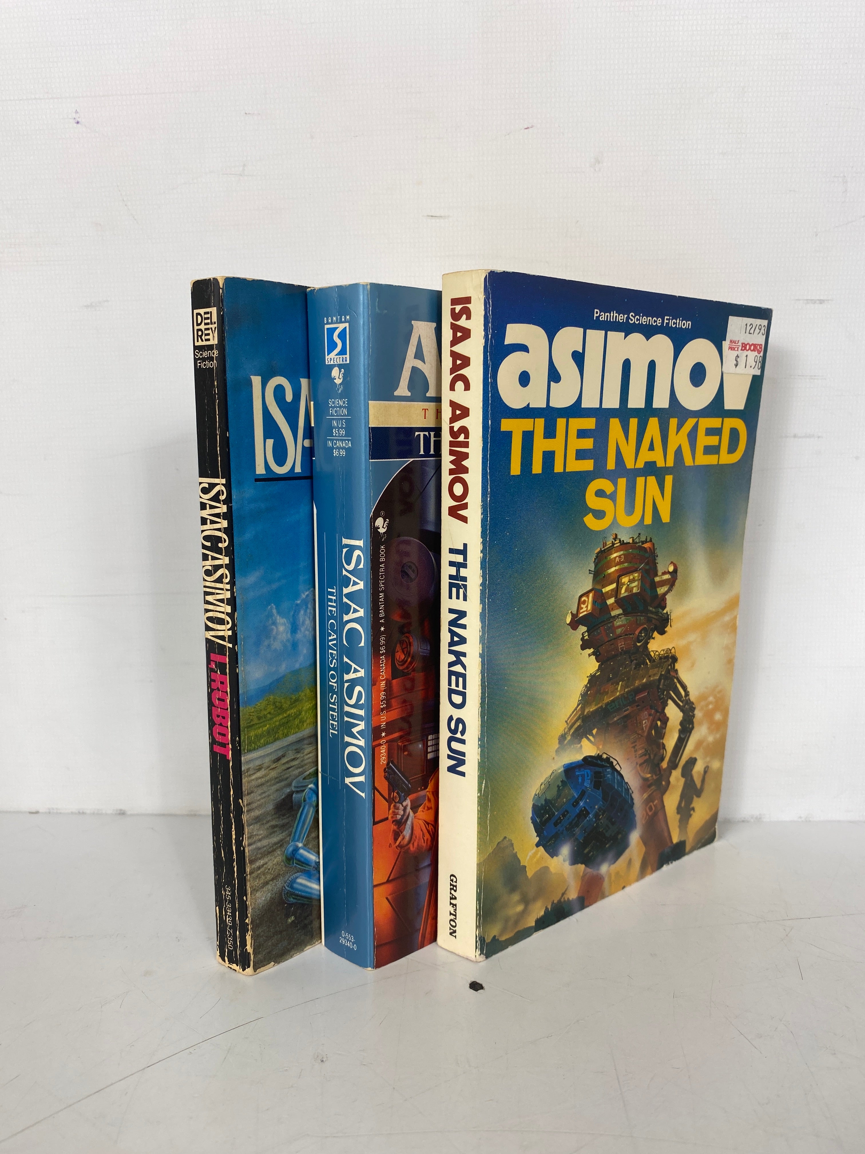 Lot of 3 Isaac Asimov PB: I, Robot/The Naked Sun/The Caves of Steel 1985-91