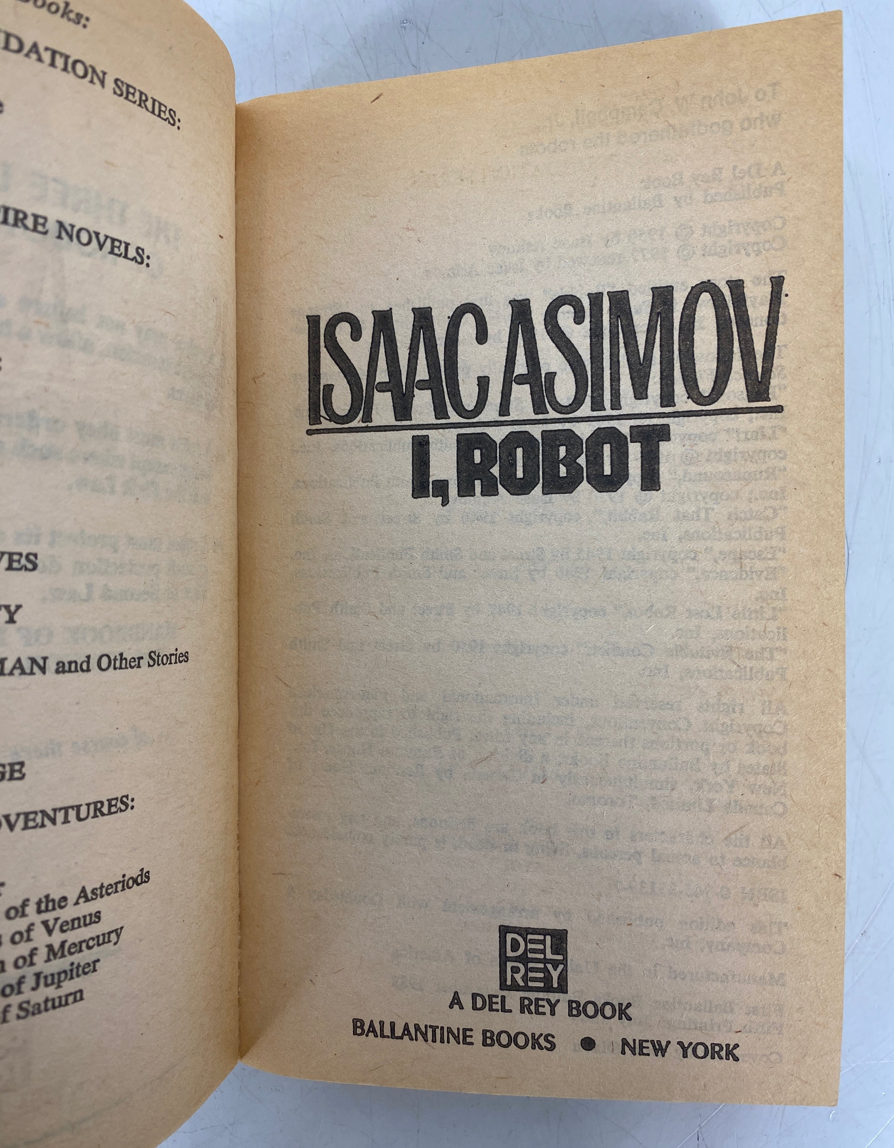 Lot of 3 Isaac Asimov PB: I, Robot/The Naked Sun/The Caves of Steel 1985-91