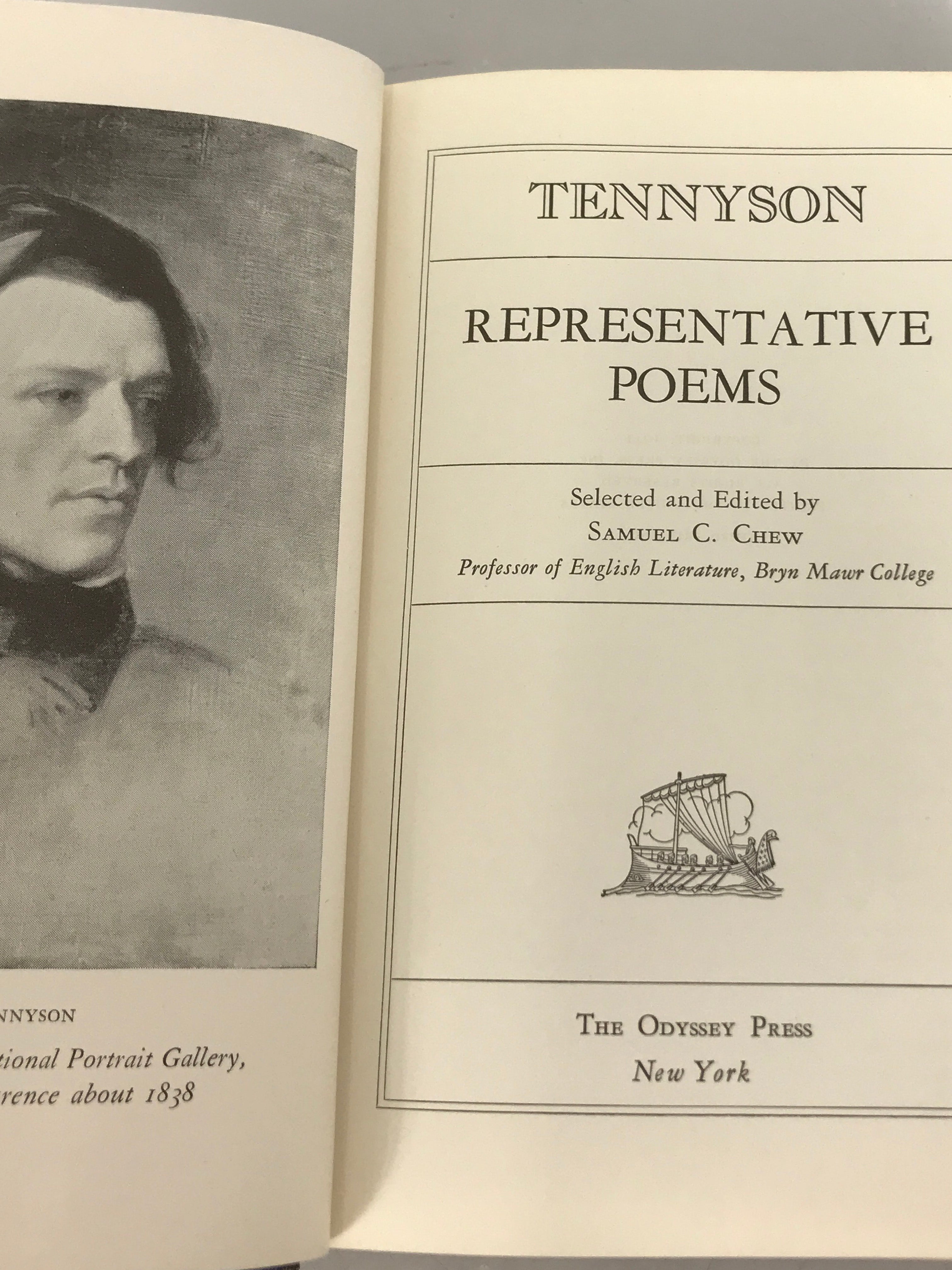 Tennyson Representative Poems Edited by Samuel Chew Third Printing 1941 HC