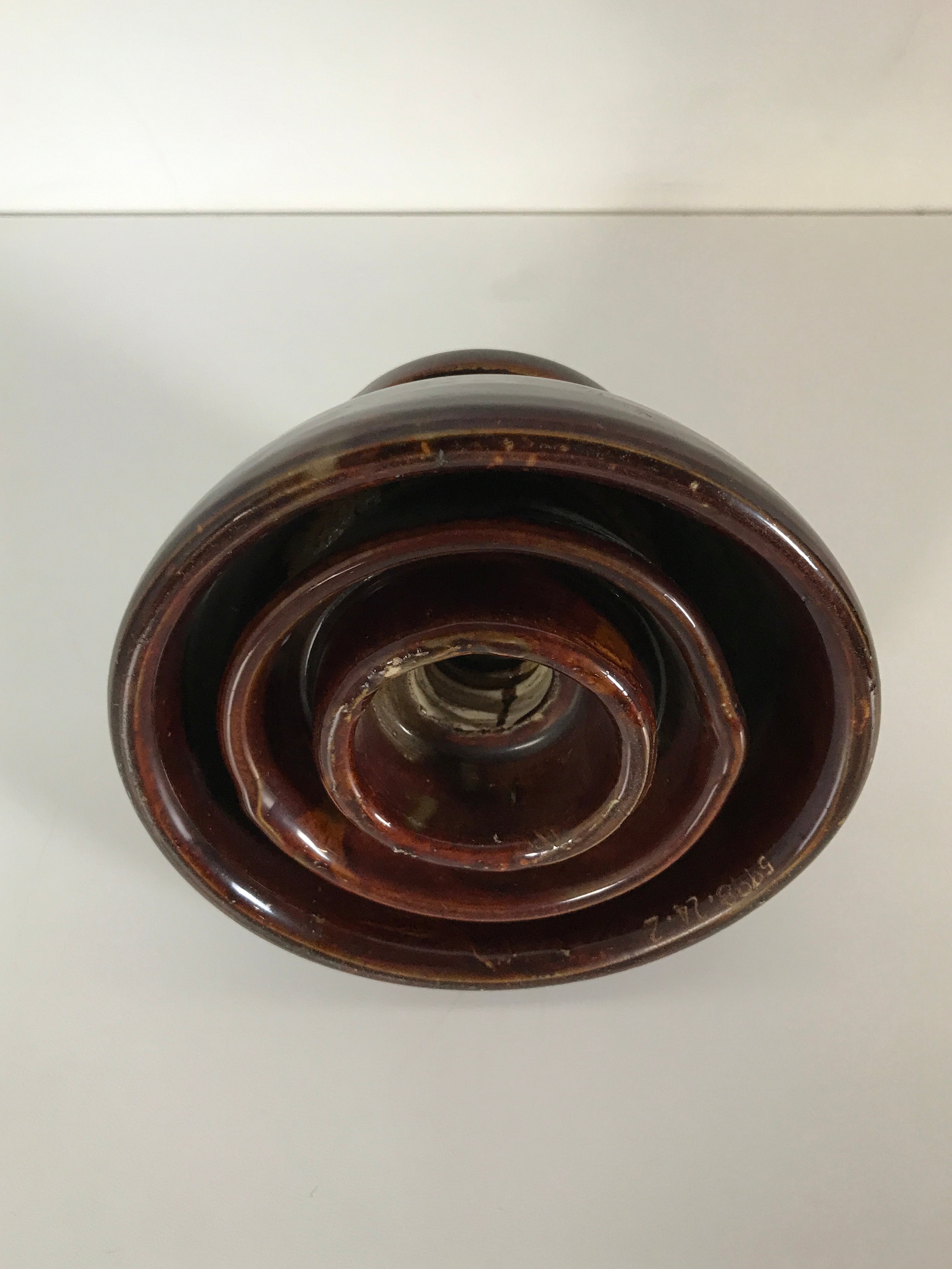 Antique Large Brown Ceramic Insulator