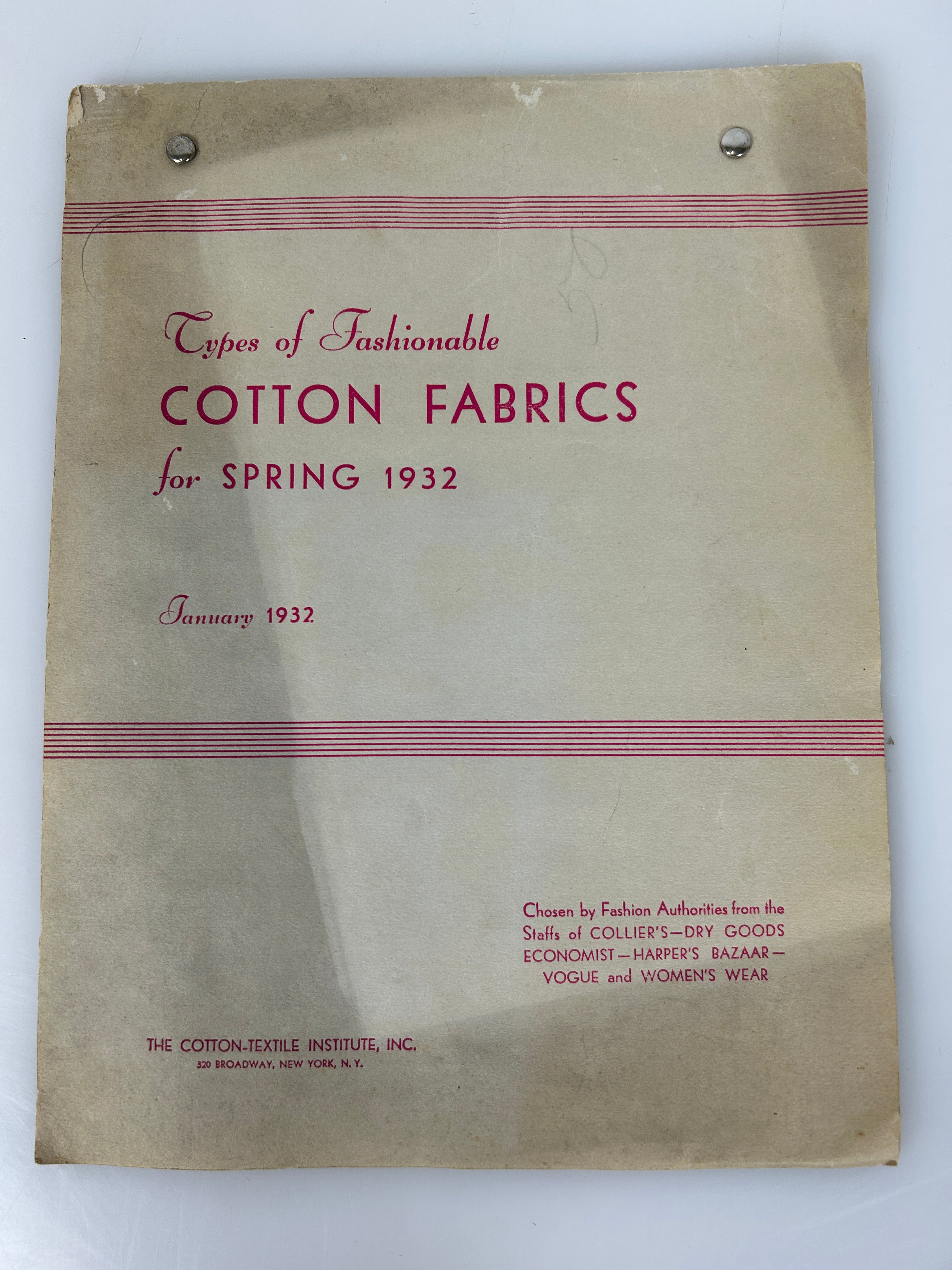 Types of Fashionable Cotton Fabrics for Spring Vintage Sample Book 1932