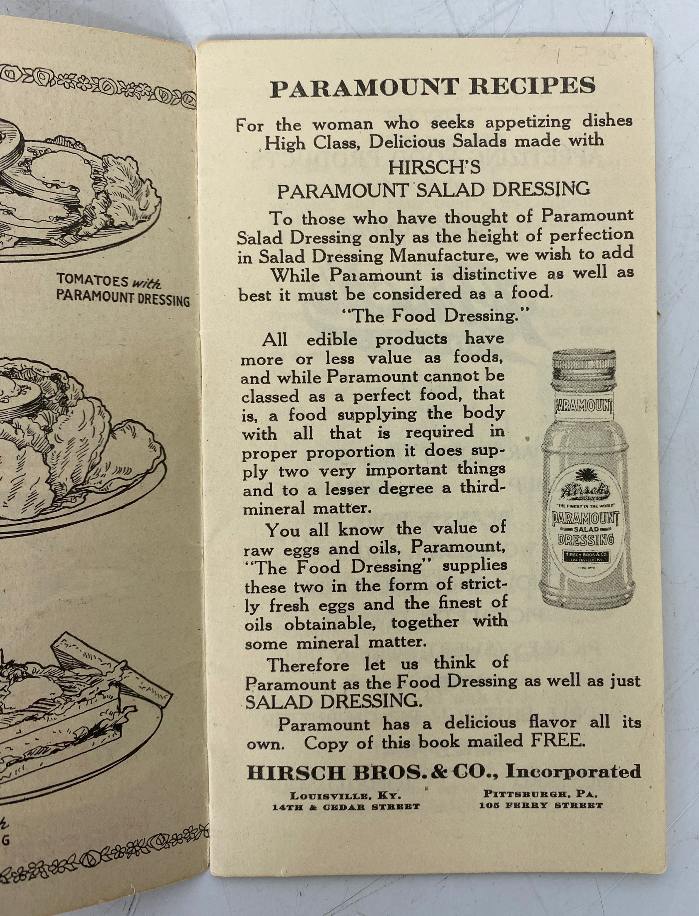 Lot of Vtg Salad Recipes incl Hollywood Salad Bowl/Paramount Dressing/Yacht Club