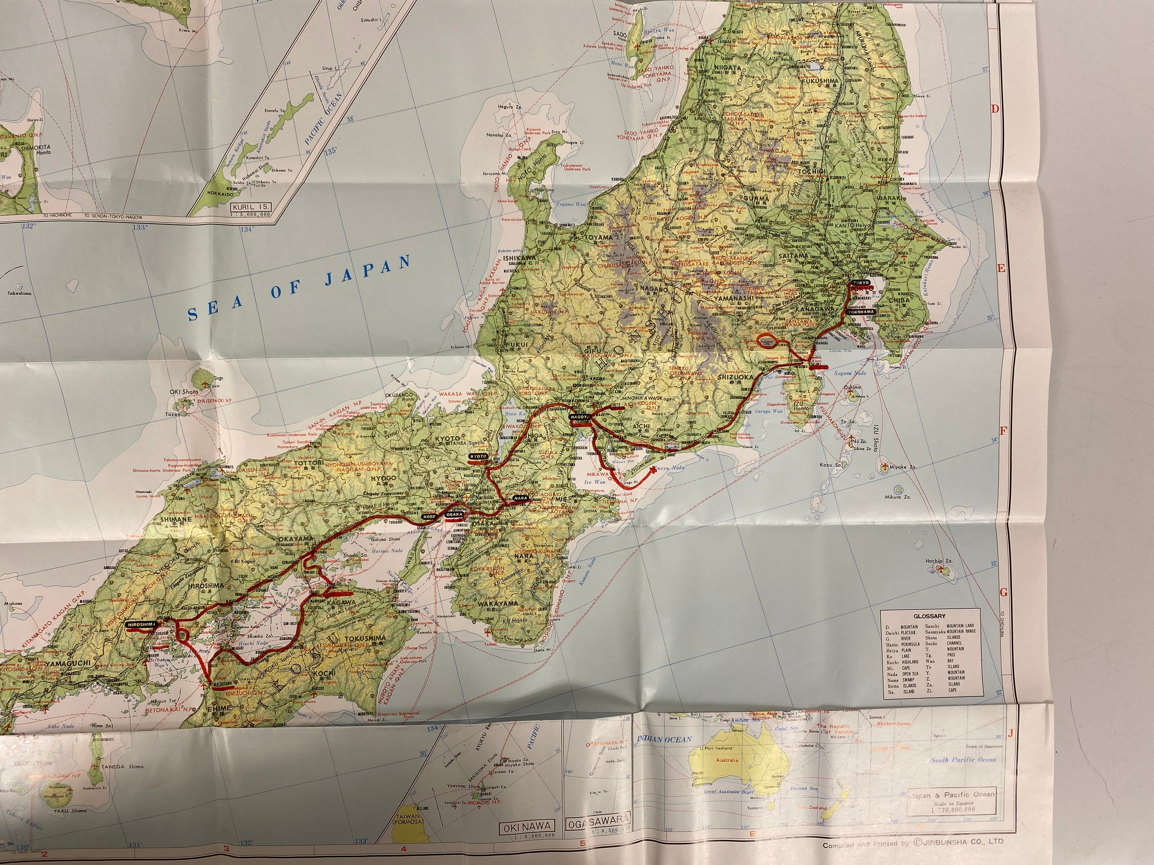 J.G.M. The Map of Nippon Full Sized Map with Index Japan Guide Map Co