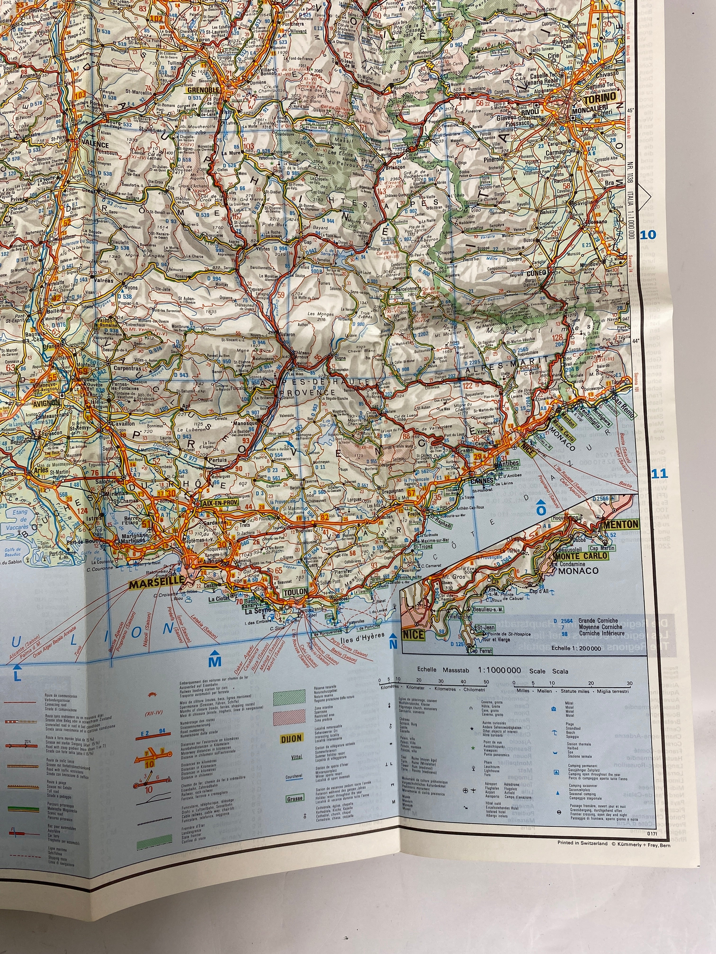 2 Maps: Nat Geo Historical France (1989)/Kummerly & Fey Frankreich Map (c1972)