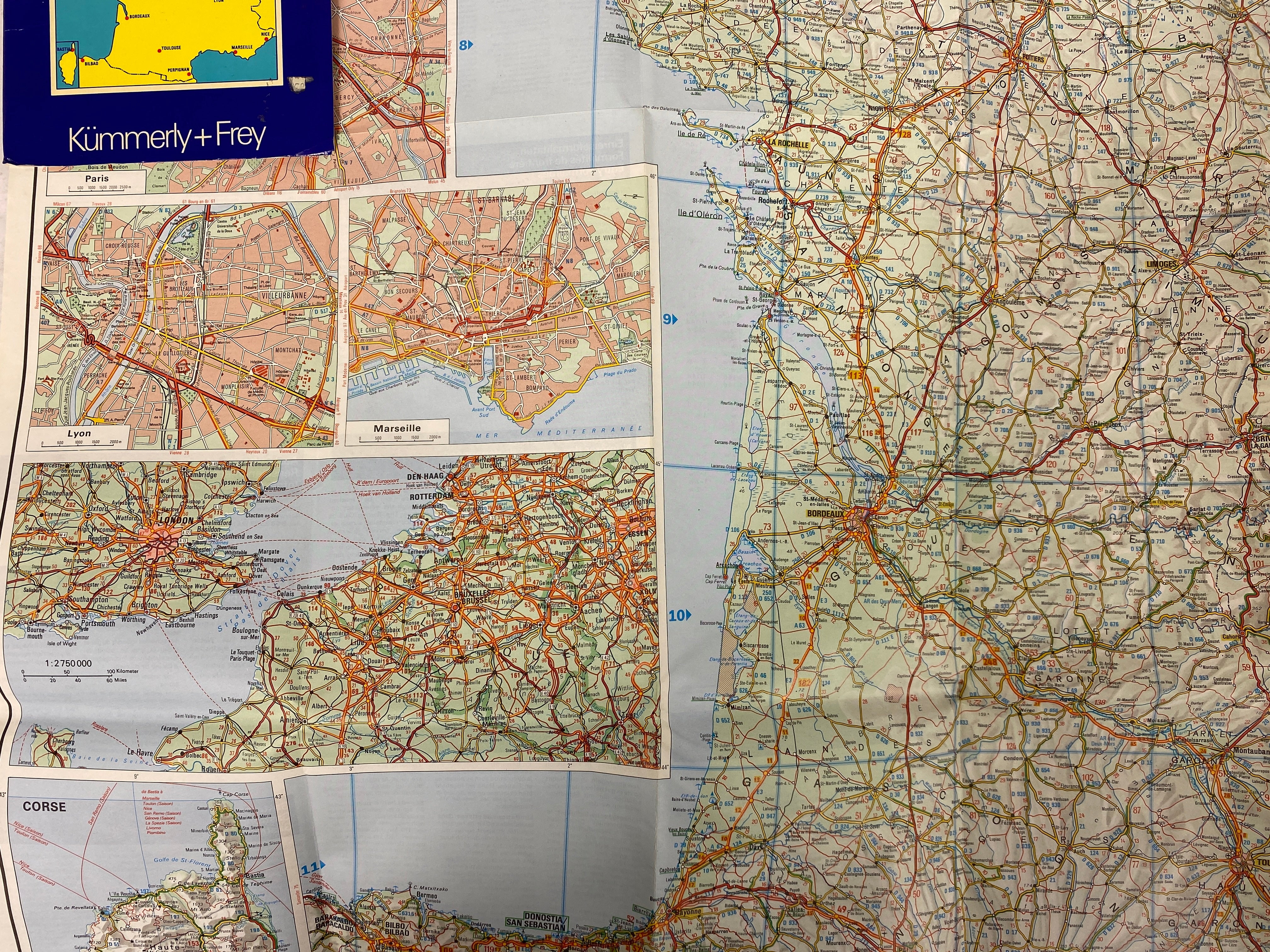 2 Maps: Nat Geo Historical France (1989)/Kummerly & Fey Frankreich Map (c1972)