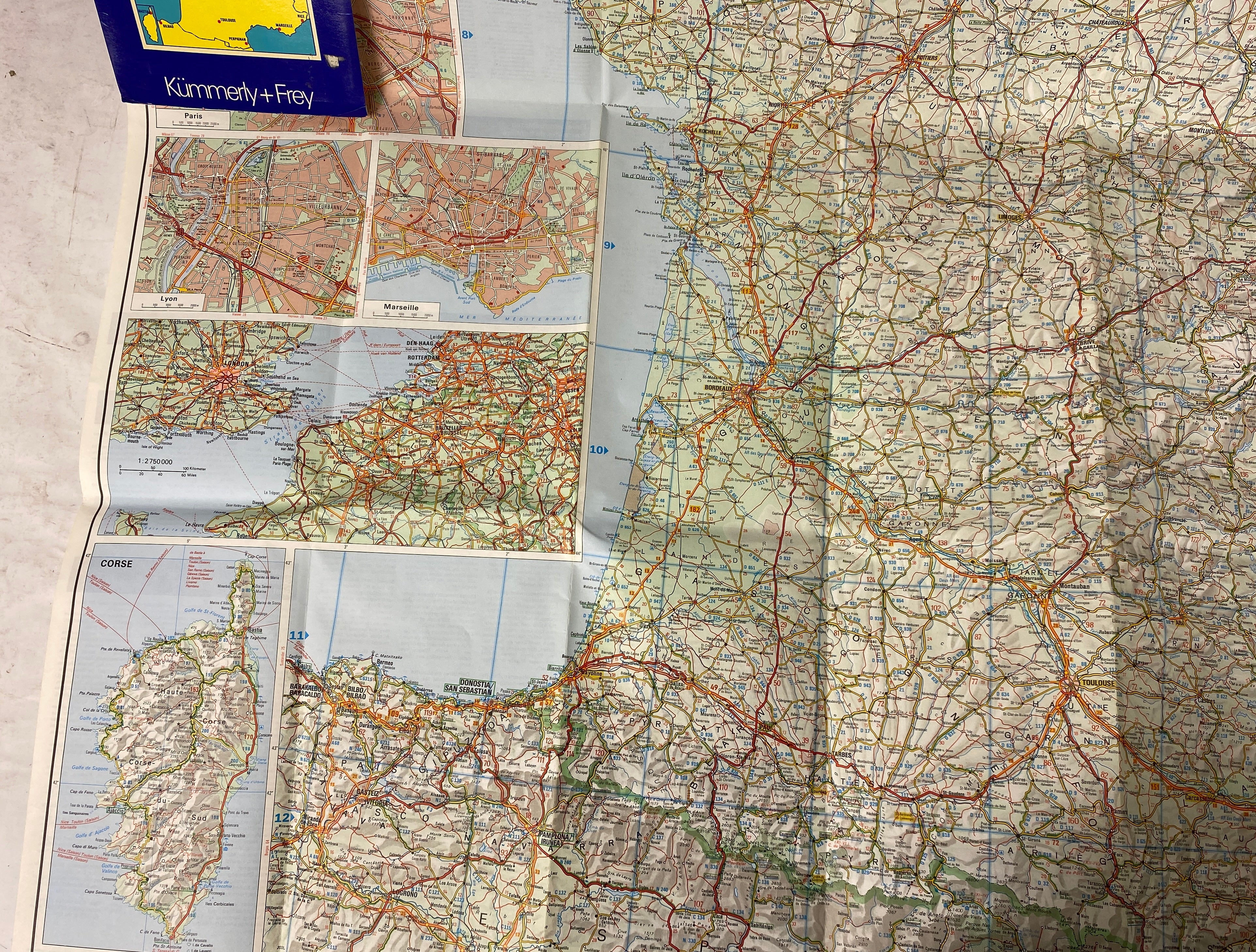 2 Maps: Nat Geo Historical France (1989)/Kummerly & Fey Frankreich Map (c1972)