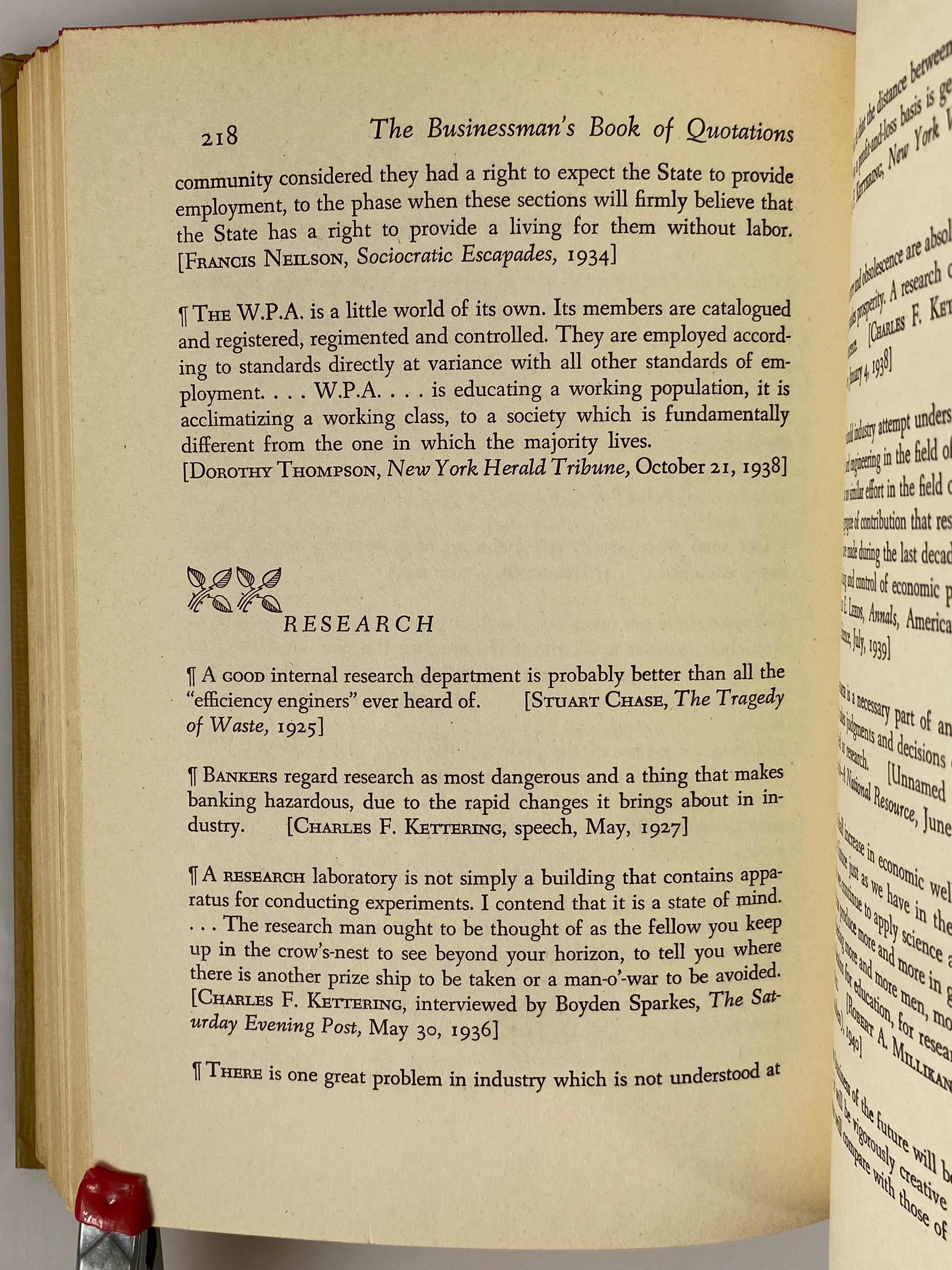 The Businessman's Book of Quotations by Ralph Woods 1951 Grosset & Dunlap HCDJ