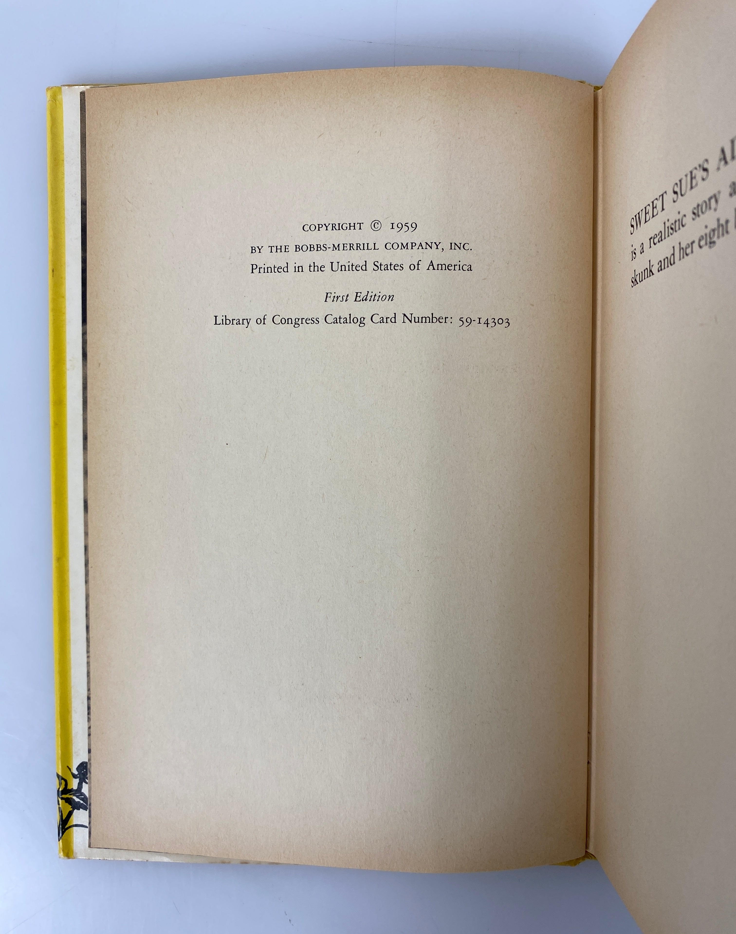 Sweet Sue's Adventures by Sam Campbell (A Skunk Family) 1959 1st Edition HC DJ